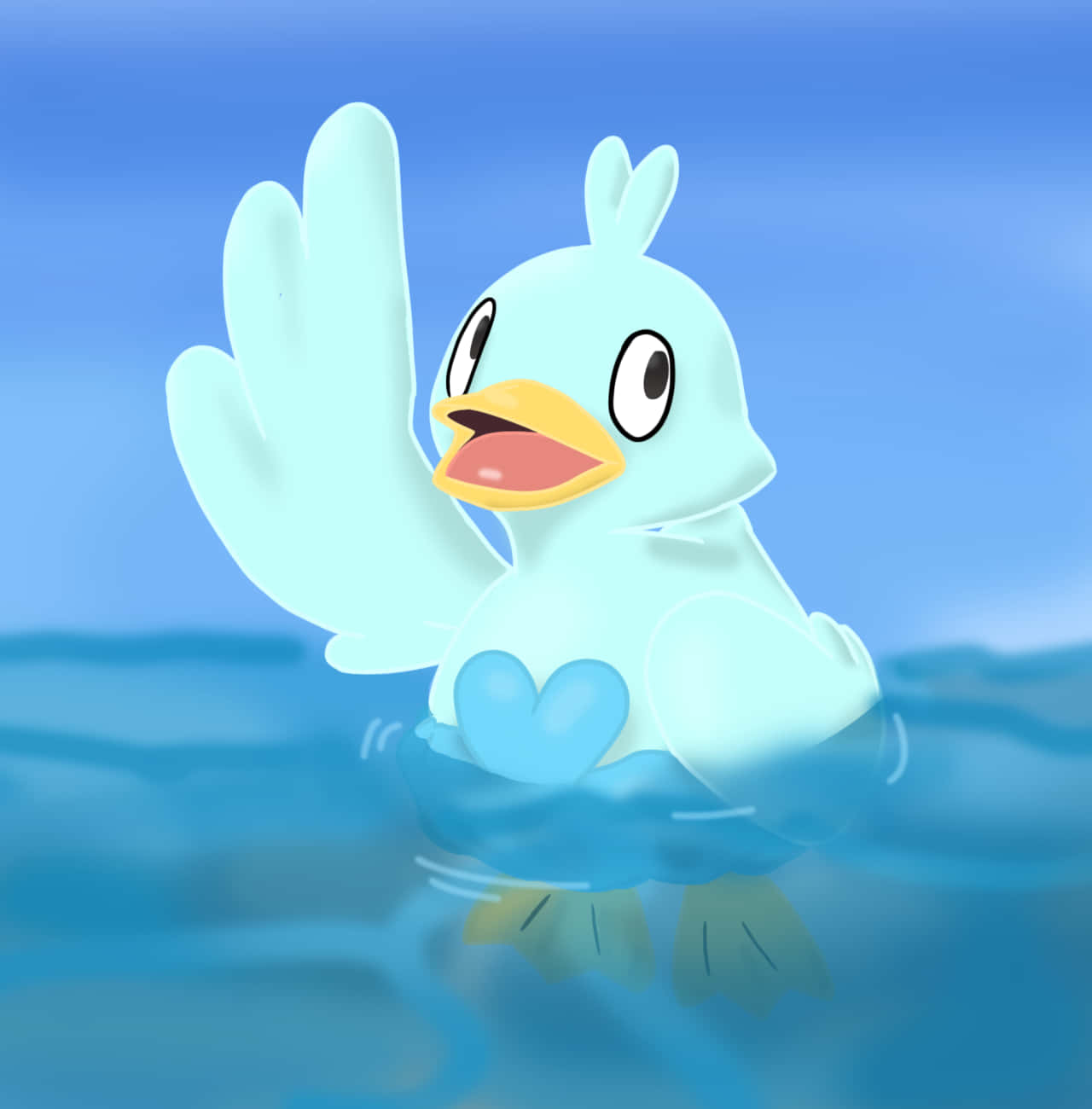 Ducklett, light blue, calm blue water, HD Phone Wallpaper