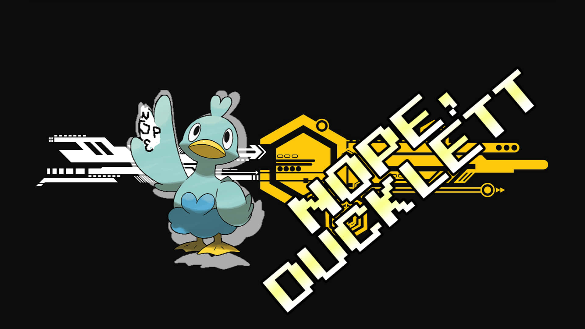 Ducklett, blue, yellow text, Full HD Desktop Wallpaper