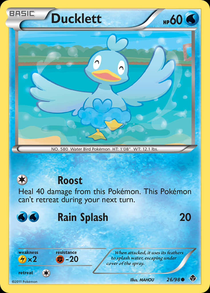 Ducklett, blue, wings spread, SD Phone Wallpaper