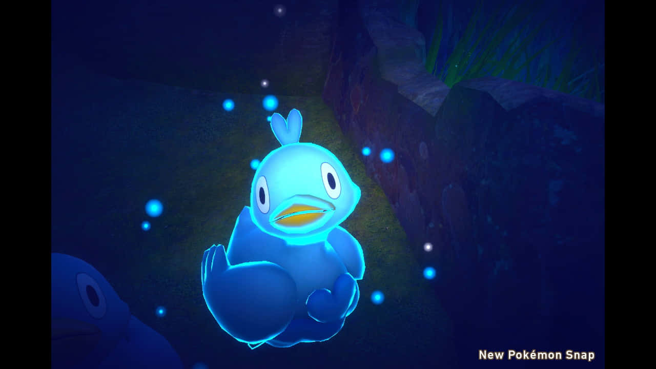 Ducklett, glowing blue, underwater cave, HD Desktop Wallpaper