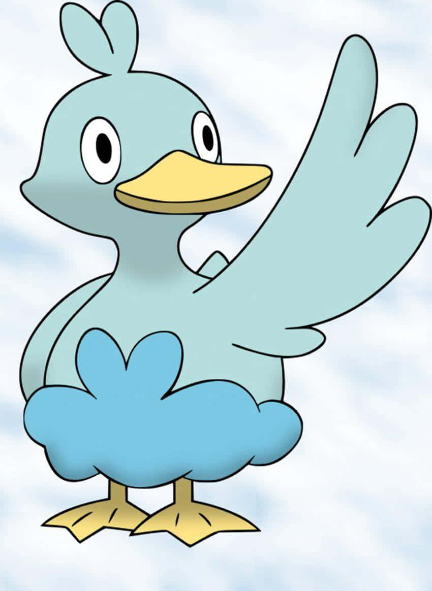 Ducklett, marble-like background, light blue feathers, SD Phone Wallpaper
