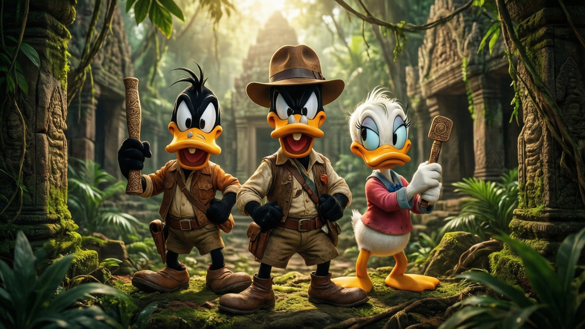 DuckTales, jungle temple ruin, explorer gear, Full HD Desktop Wallpaper