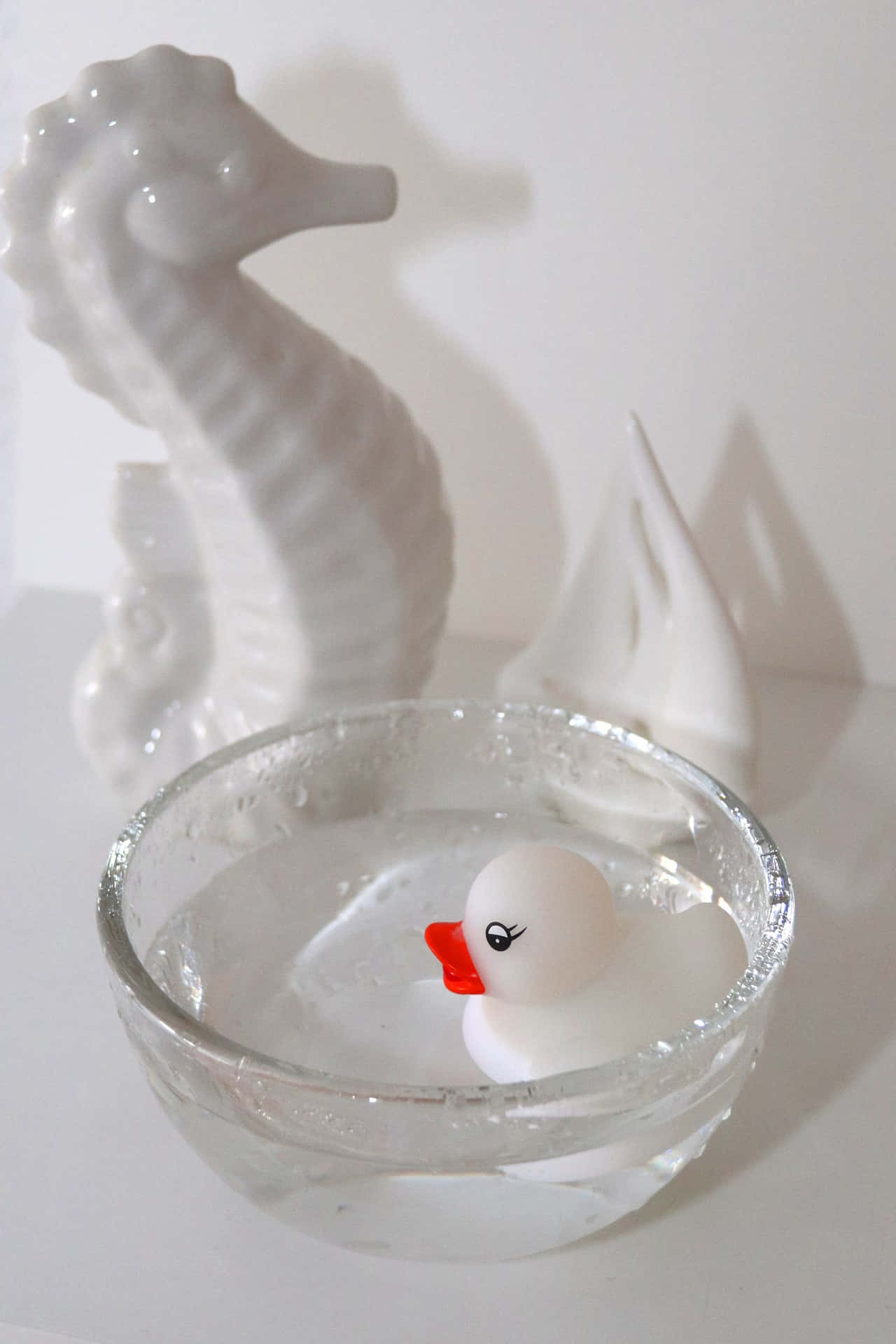 rubber ducky, glass bowl, white rubber duck, Full HD Phone Wallpaper