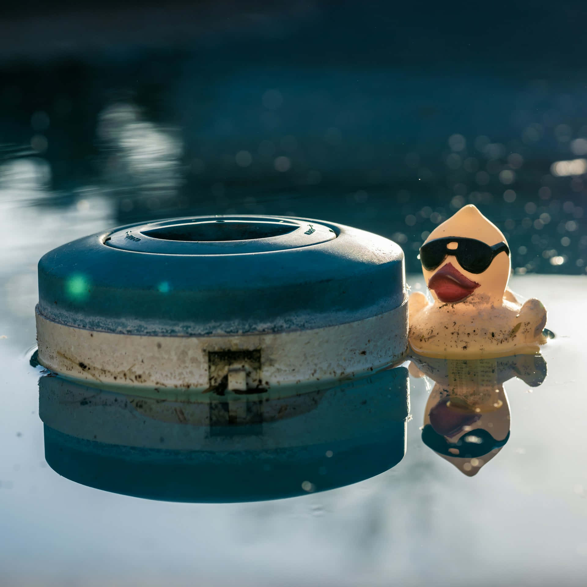 rubber duck, sunglasses, poolside, Full HD Desktop Wallpaper