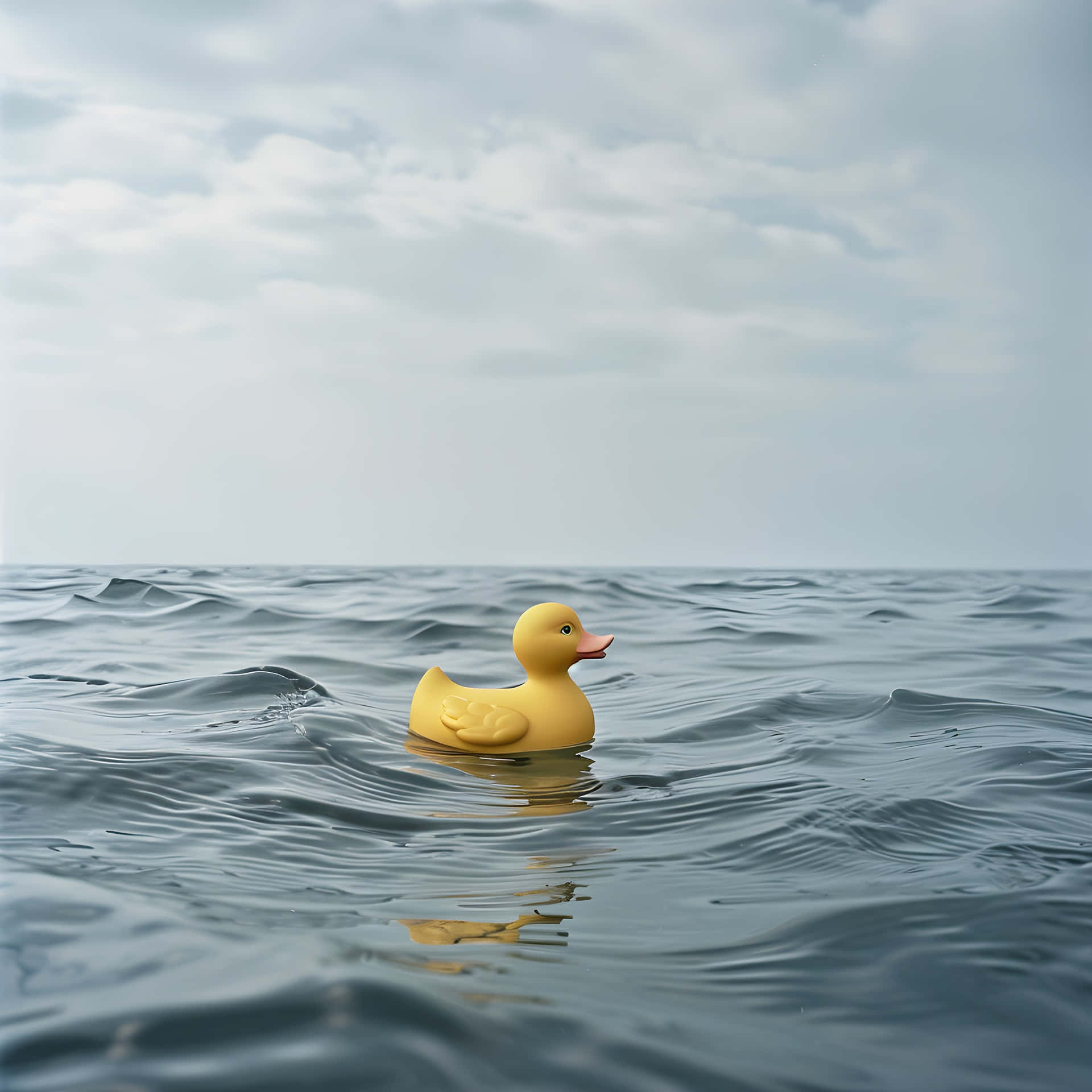 rubber duck, vast ocean waters, overcast sky, Full HD Desktop Wallpaper
