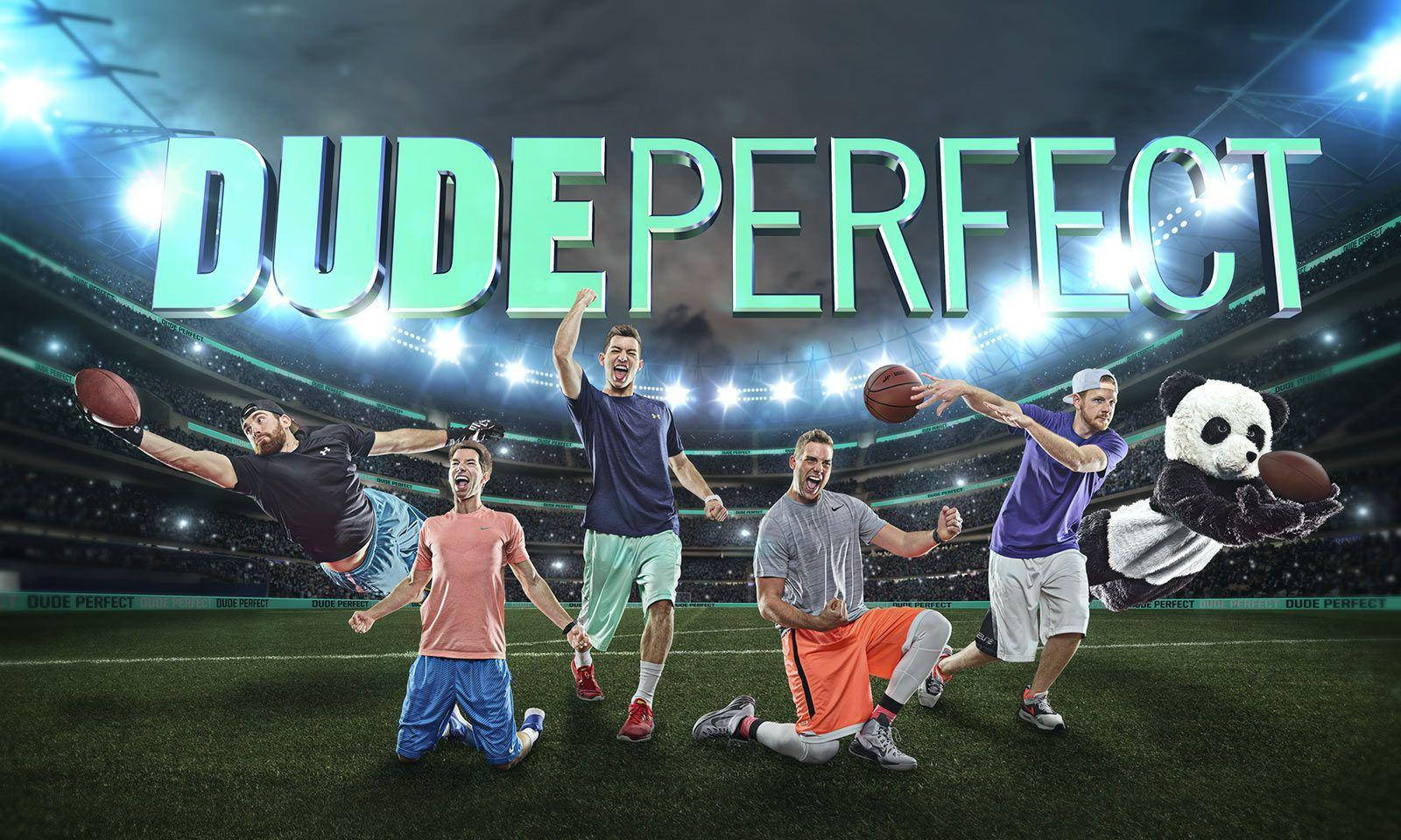 Dude Perfect, stadium field, bright lights, HD Desktop Wallpaper