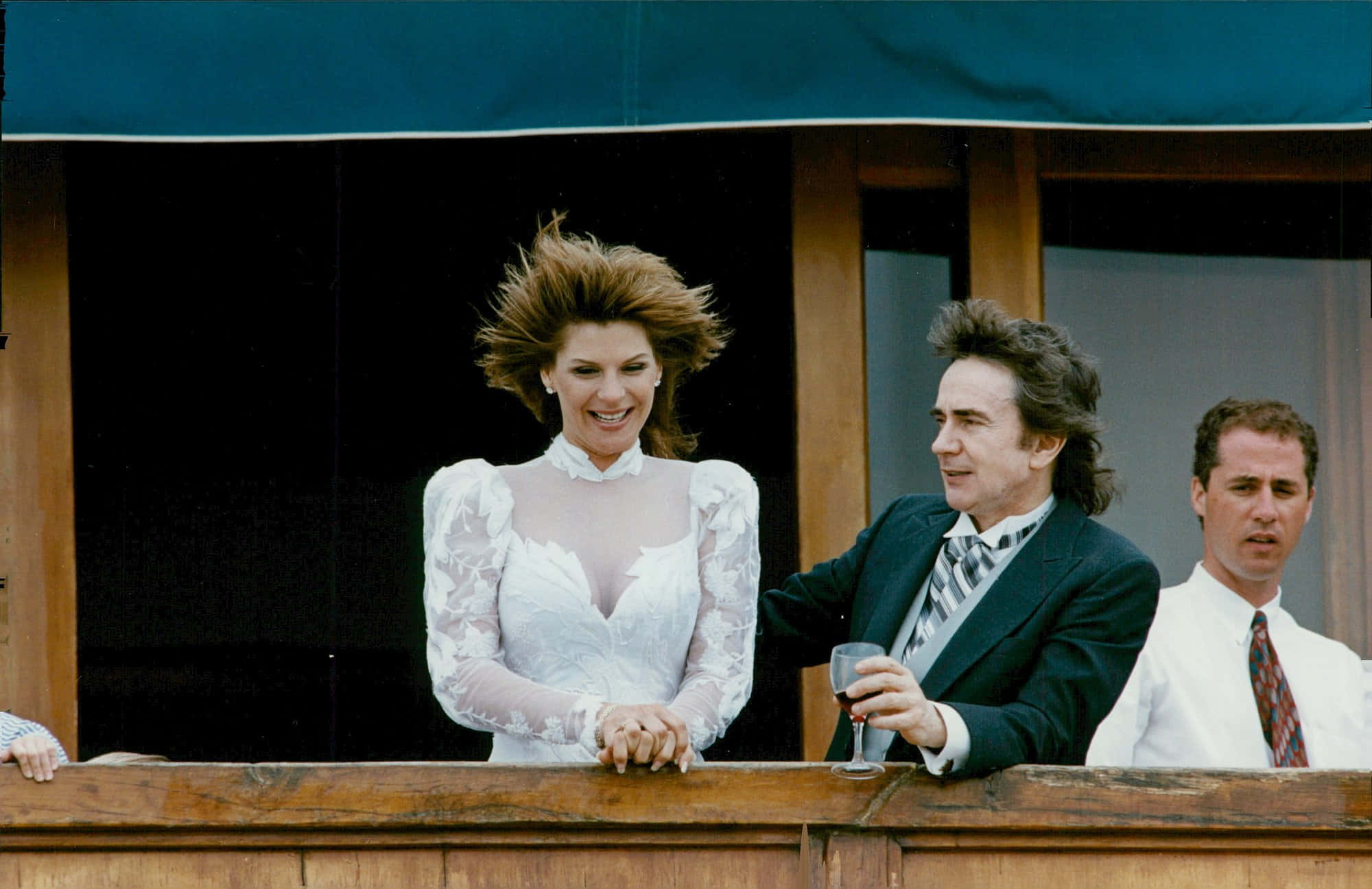 Dudley Moore, wooden balcony, man in a suit, Full HD Desktop Wallpaper