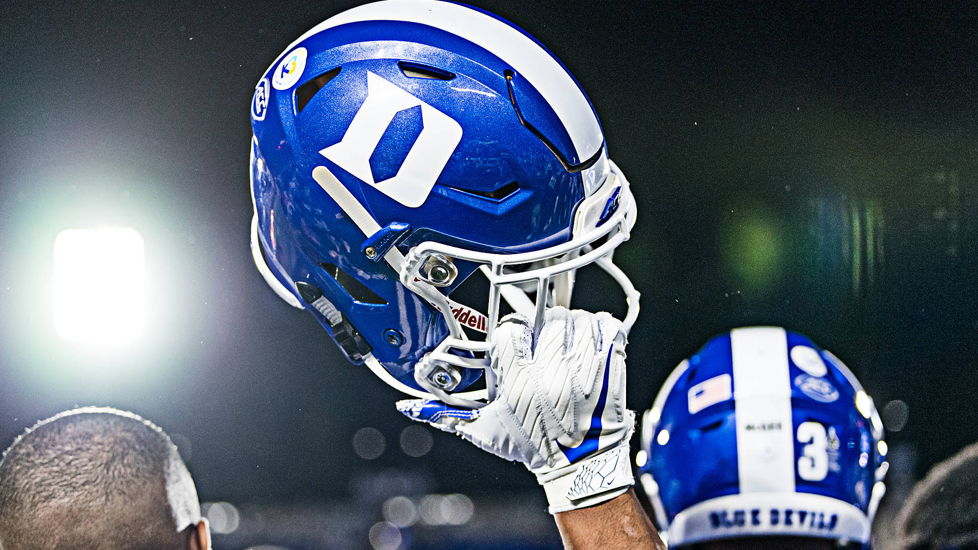 Duke Blue Devils, football helmet, blue and white, Full HD Desktop Wallpaper