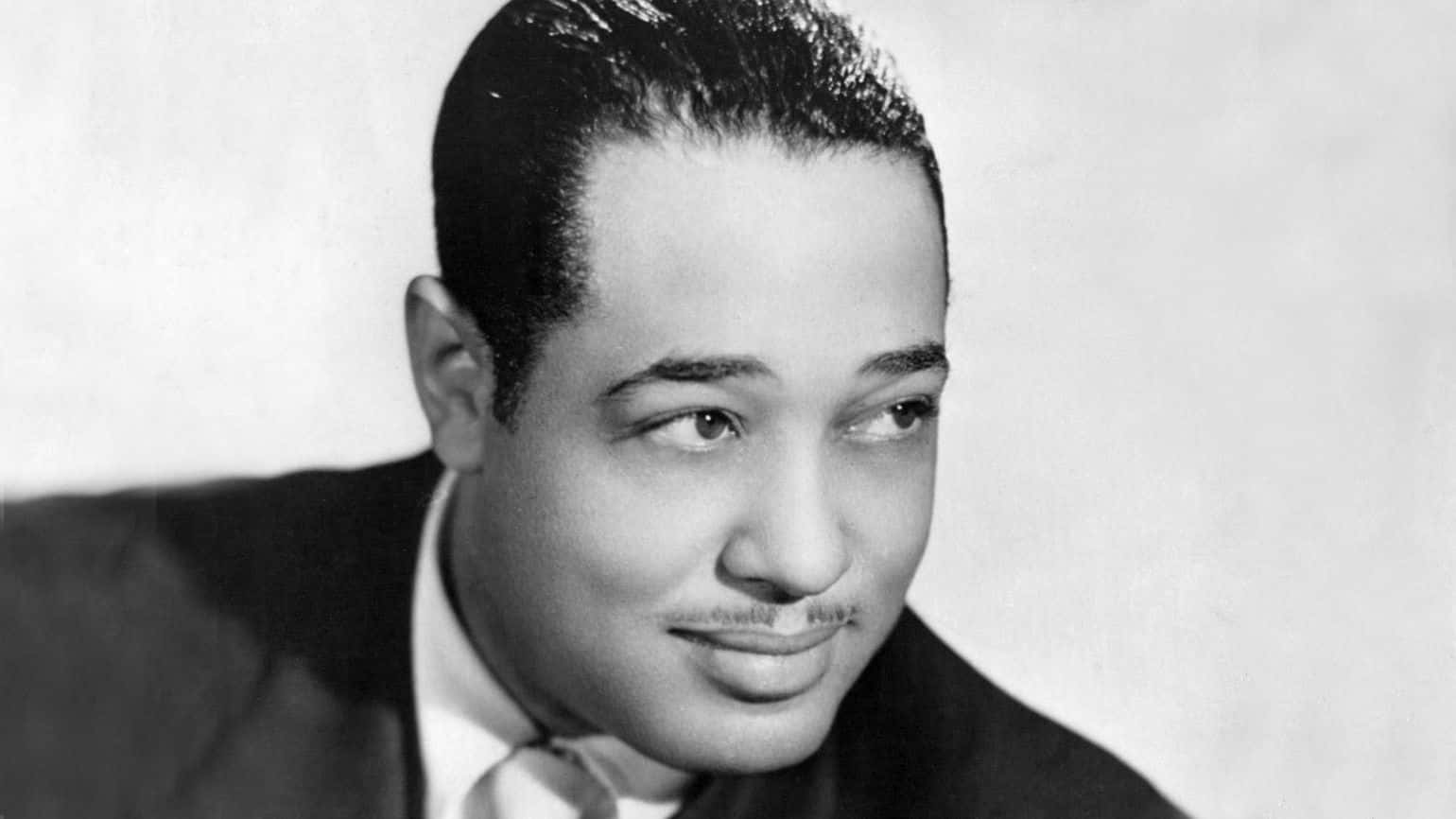 Duke Ellington, black and white portrait, man in a suit, HD Desktop Wallpaper