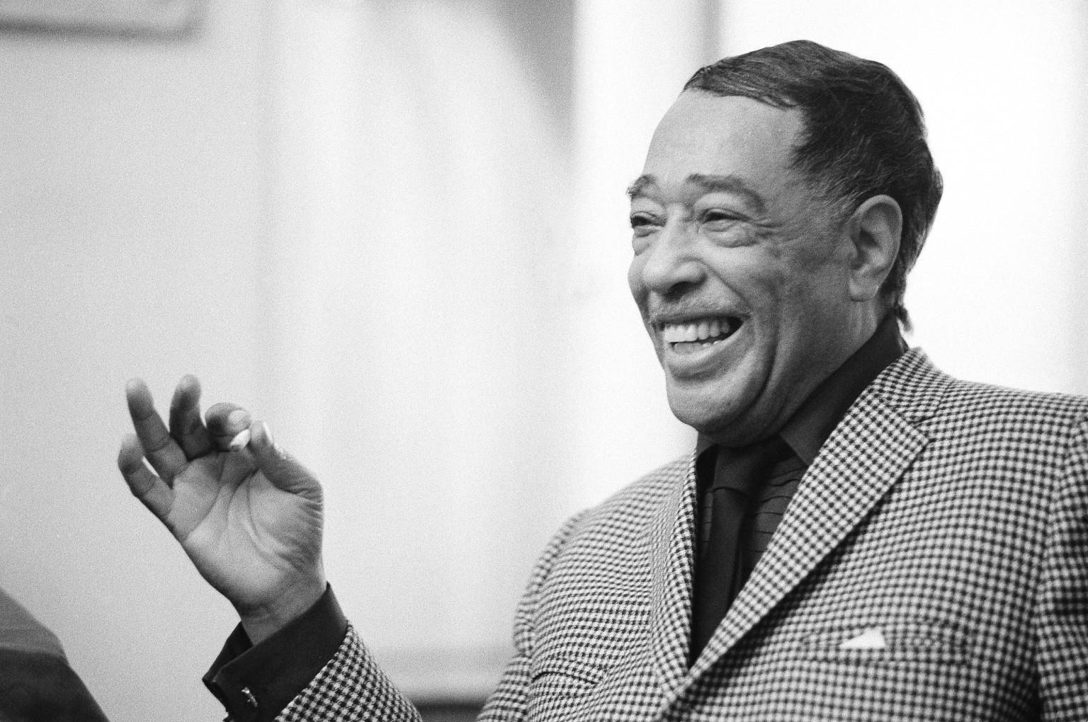 Duke Ellington, 1968, black and white portrait, HD Desktop Wallpaper