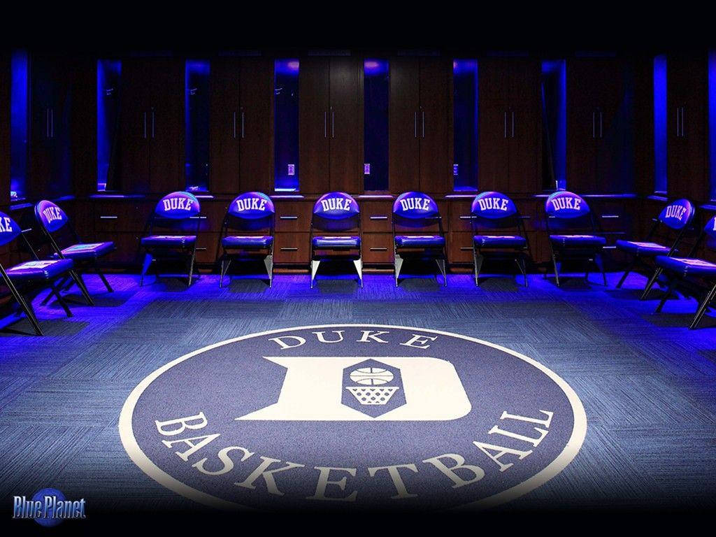 Duke University, basketball locker room, blue lighting, SD Desktop Wallpaper