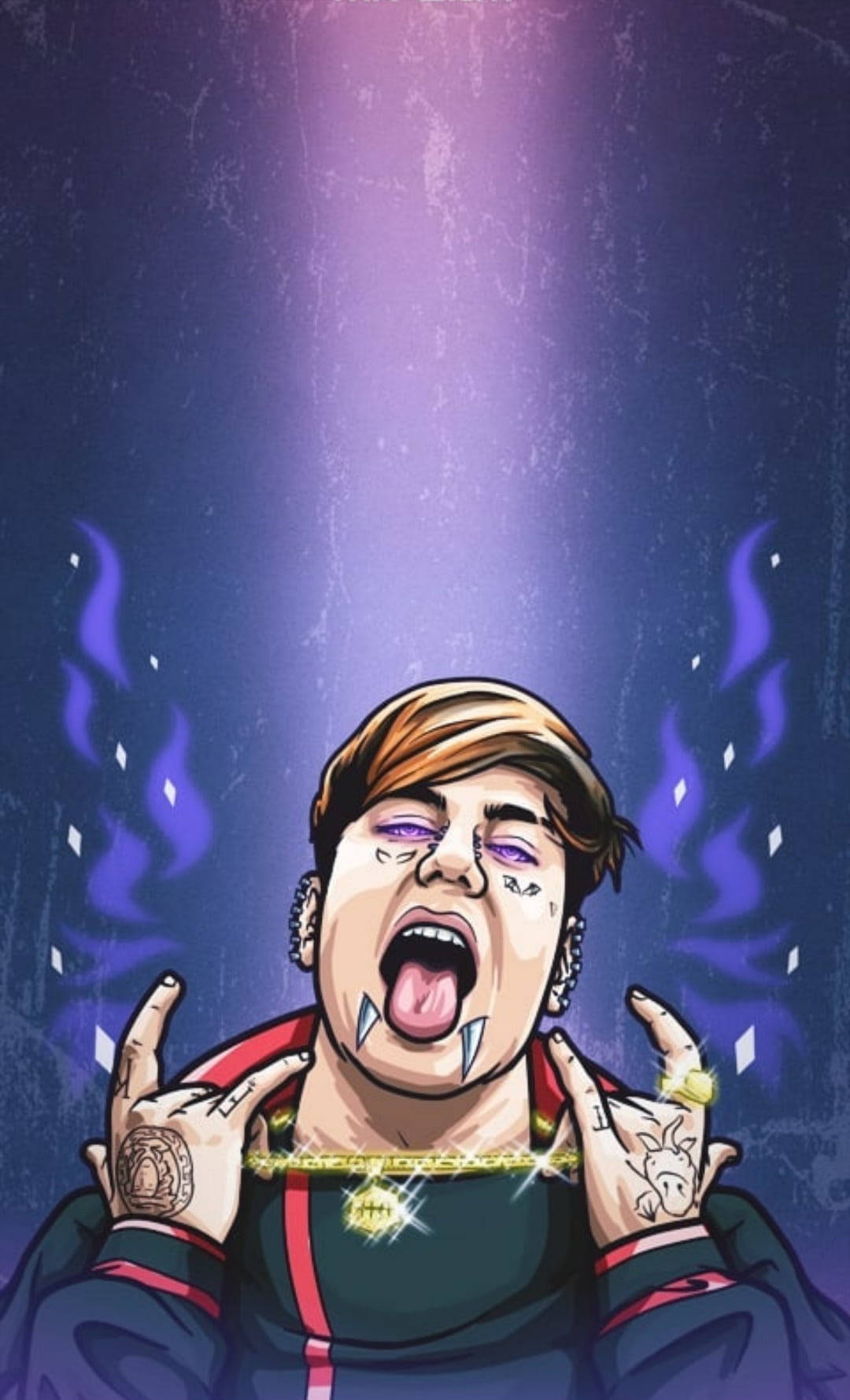 Duki, gold bling, purple spotlight, HD Phone Wallpaper