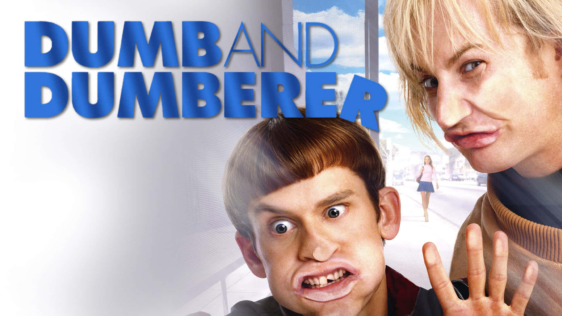 Dumb And Dumber, movie poster, bright blue title background, Full HD Desktop Wallpaper