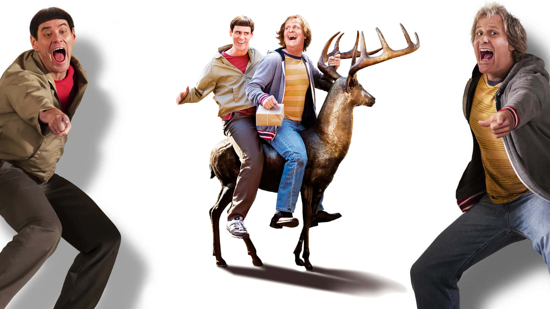 Dumb And Dumber, comedic duo, deer with antlers, Full HD Desktop Wallpaper
