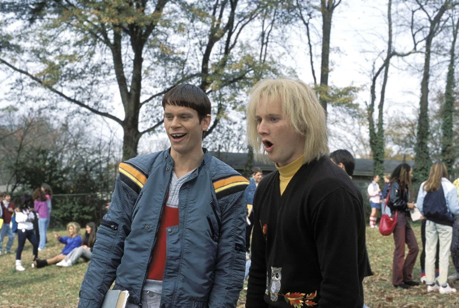 Dumb And Dumber, 1980s park attire, autumn trees, HD Desktop Wallpaper