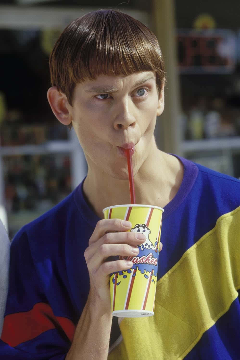 Dumb And Dumber, blue eyes, red straw, HD Phone Wallpaper