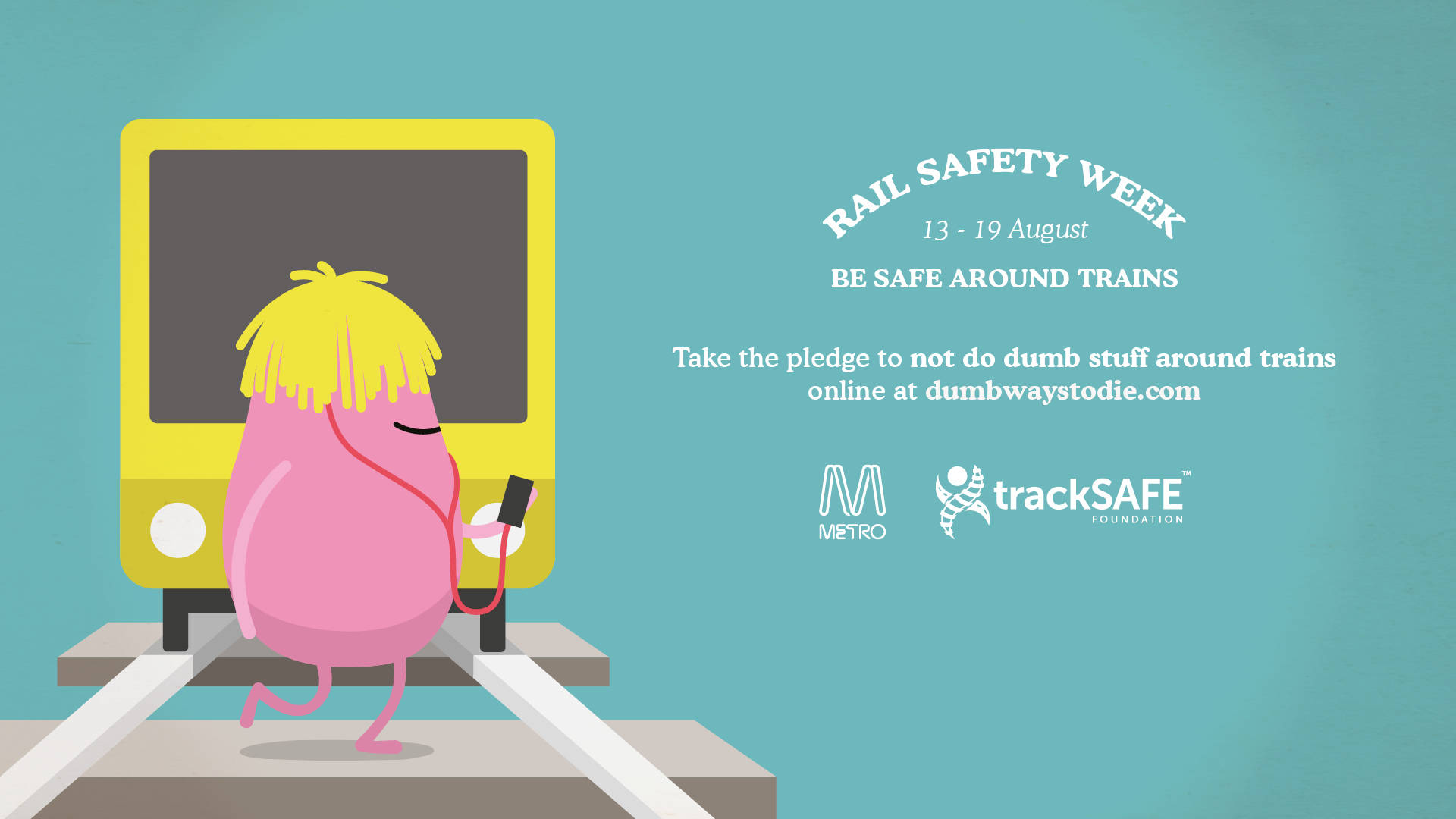 Dumb Ways To Die, pink cartoon character, yellow hair, Full HD Desktop Wallpaper