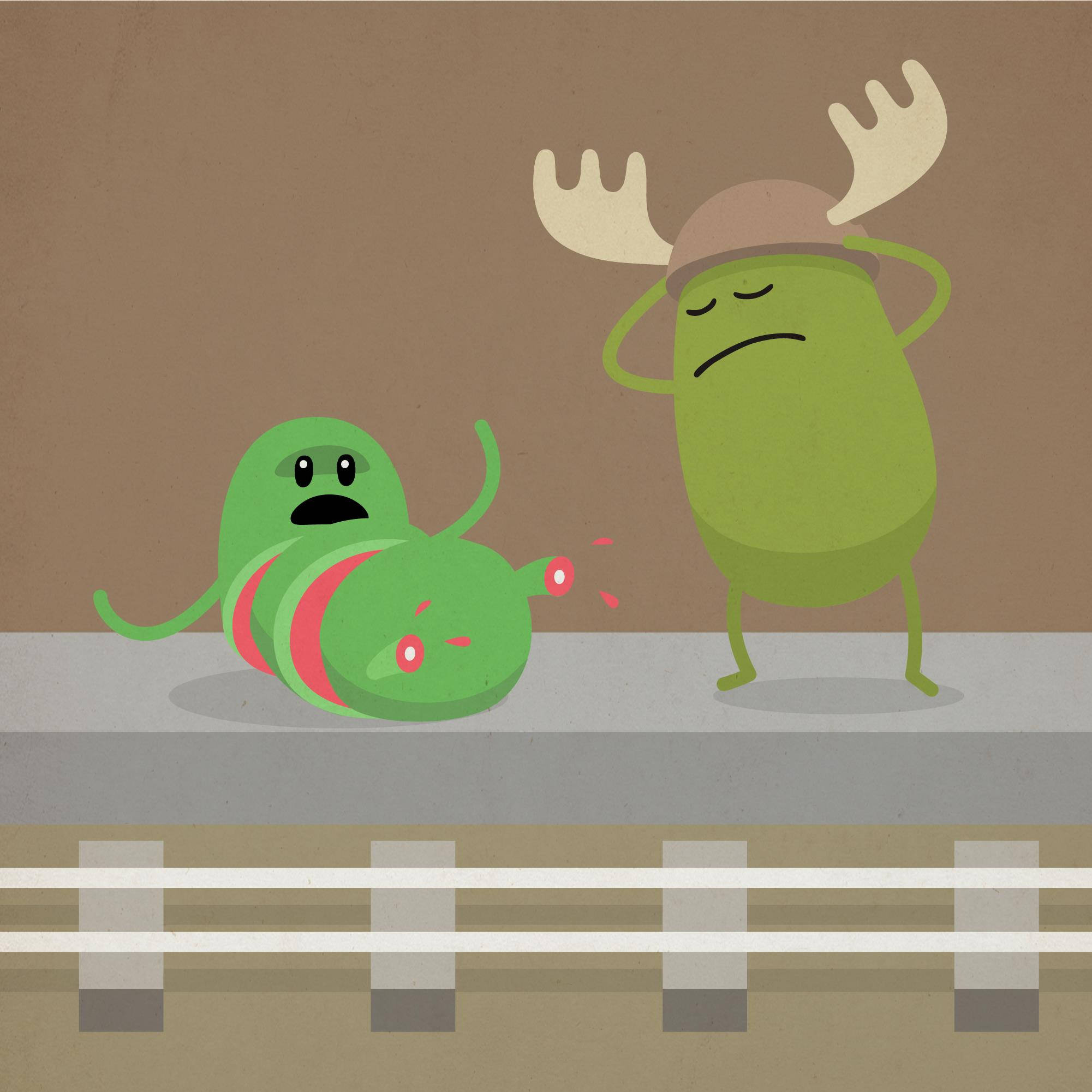 Dumb Ways To Die, green cartoon creatures, moose antlers, Full HD Desktop Wallpaper