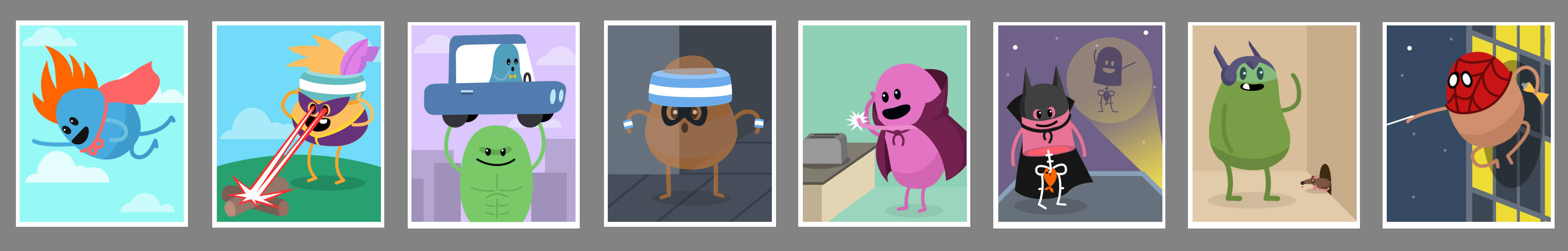 Dumb Ways To Die, sticker game, colorful cartoon monsters, 2K Desktop Wallpaper