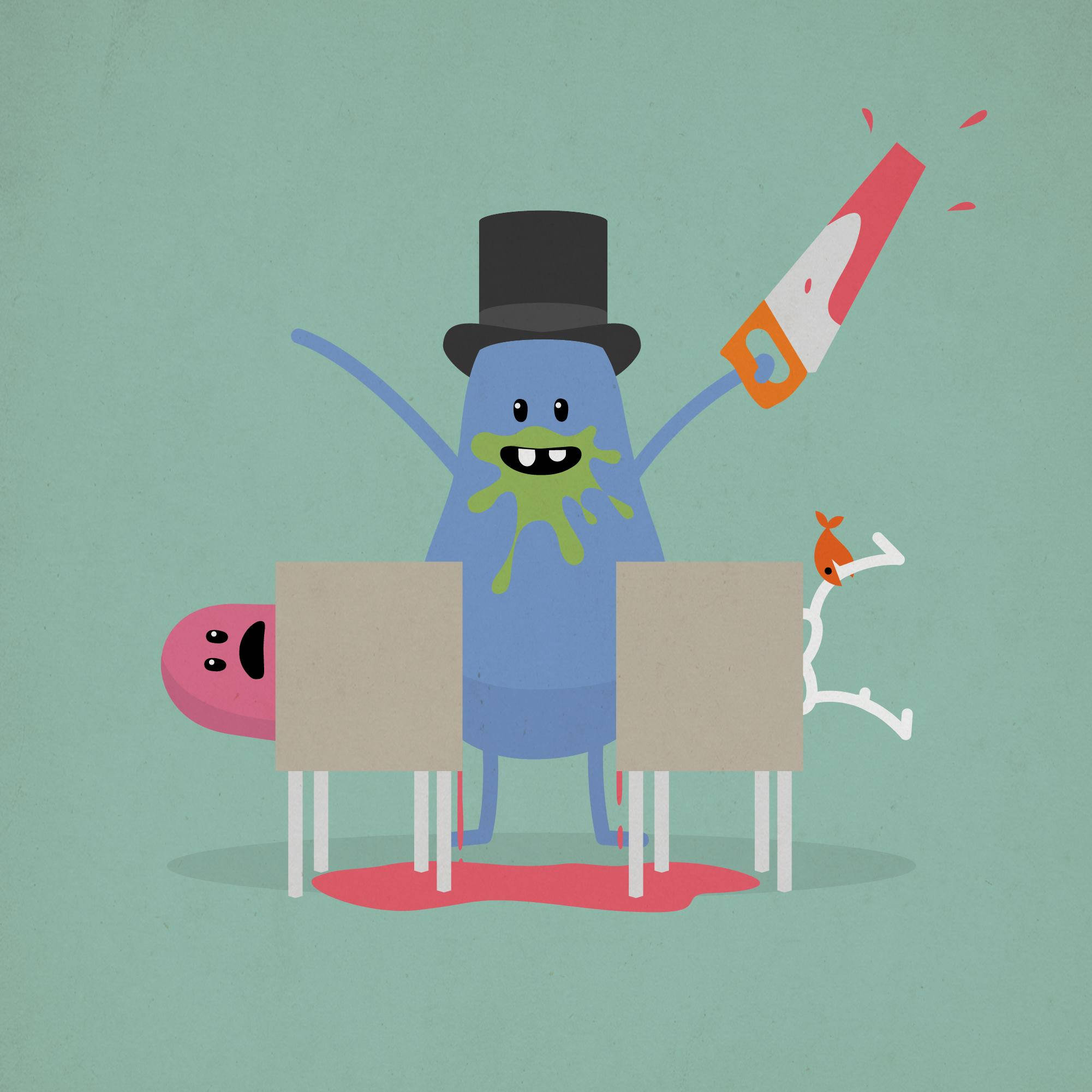 Dumb Ways To Die, blue cartoon monster, top hat, Full HD Desktop Wallpaper
