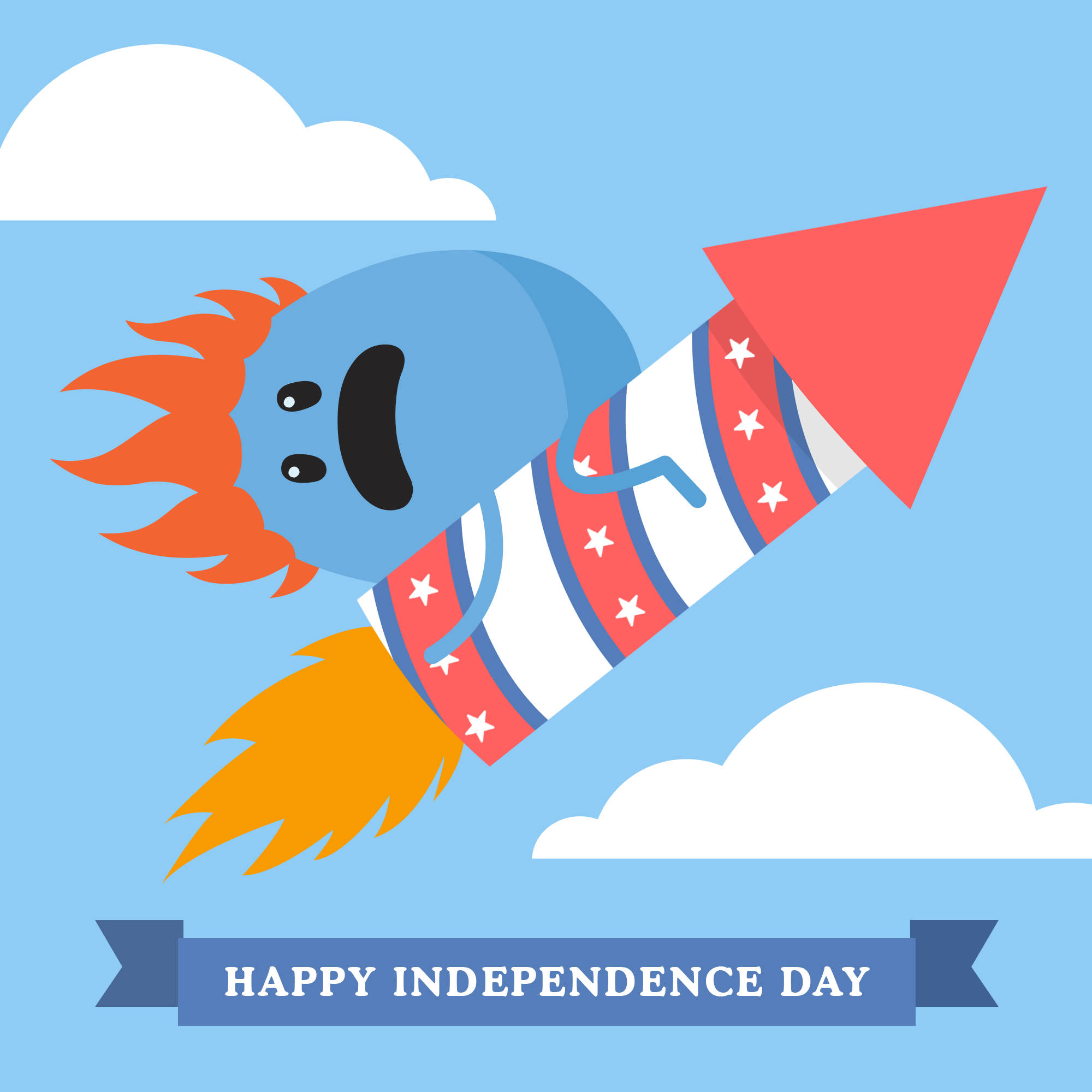 Dumb Ways To Die, cartoon rocket, red white and blue stars, Full HD Desktop Wallpaper