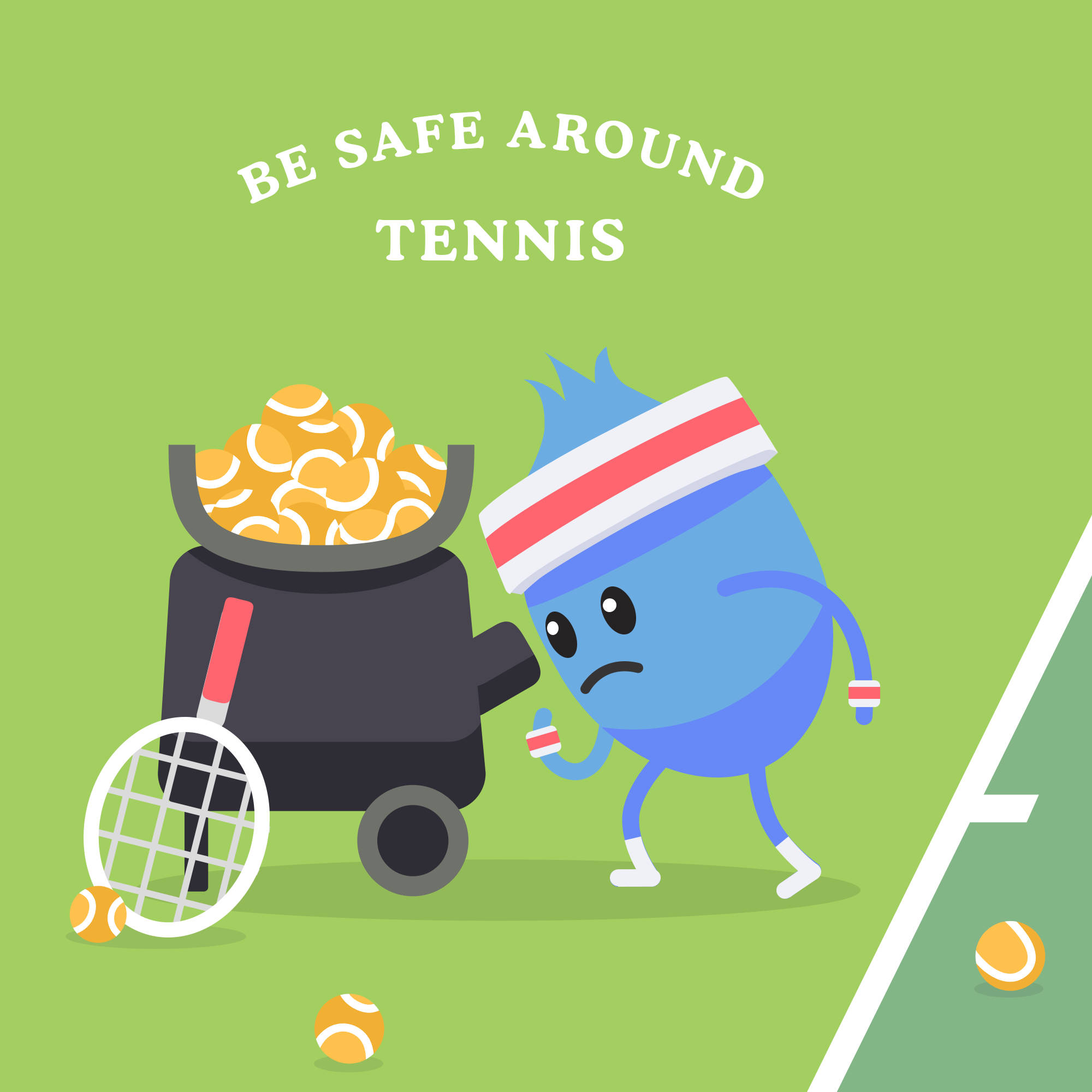 Dumb Ways To Die, tennis court, blue cartoon character, Full HD Desktop Wallpaper