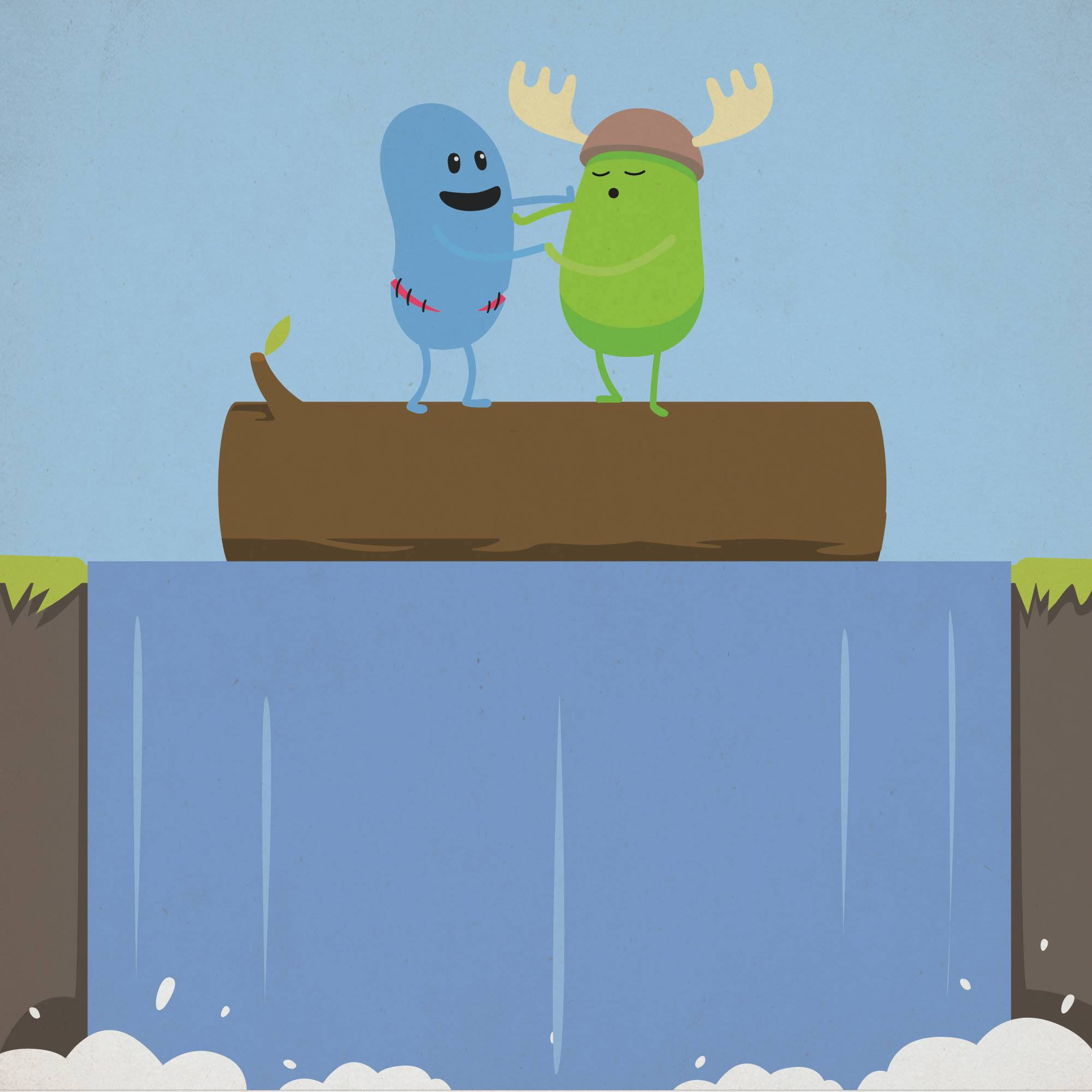 Dumb Ways To Die, waterfalls, log, Full HD Desktop Wallpaper