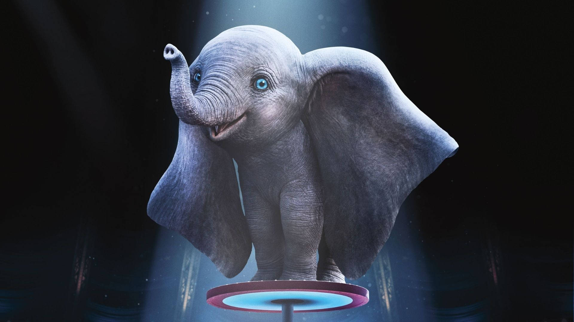 Dumbo, circus pedestal, dramatic spotlight beams, Full HD Desktop Wallpaper