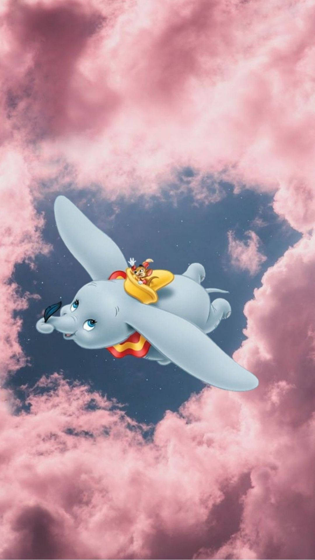 Dumbo, flying elephant, small monkey rider, Full HD Phone Wallpaper
