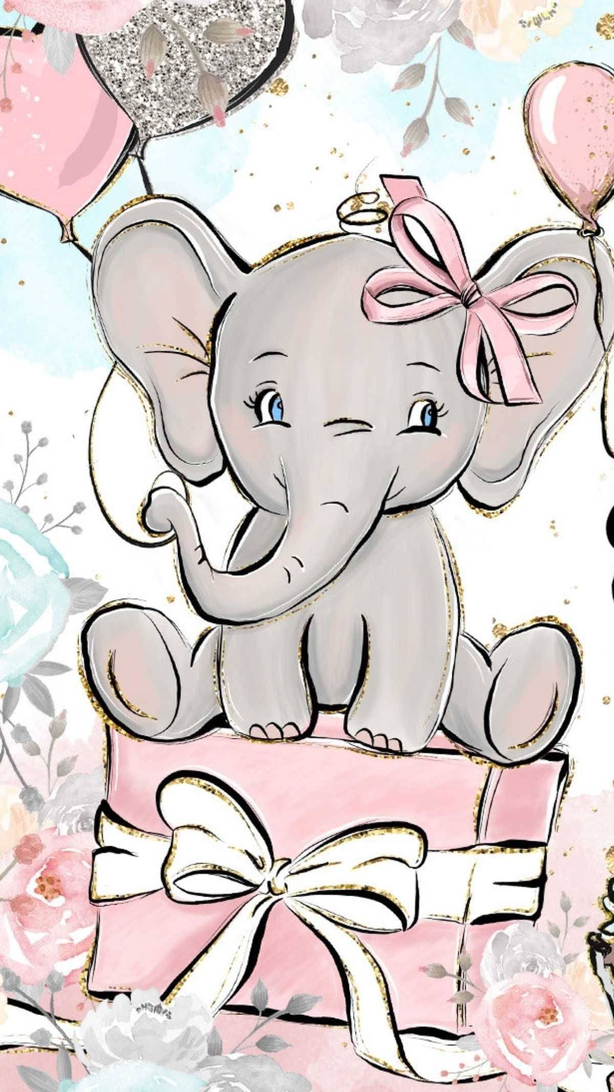 Dumbo, pink bow, gift box, Full HD Phone Wallpaper