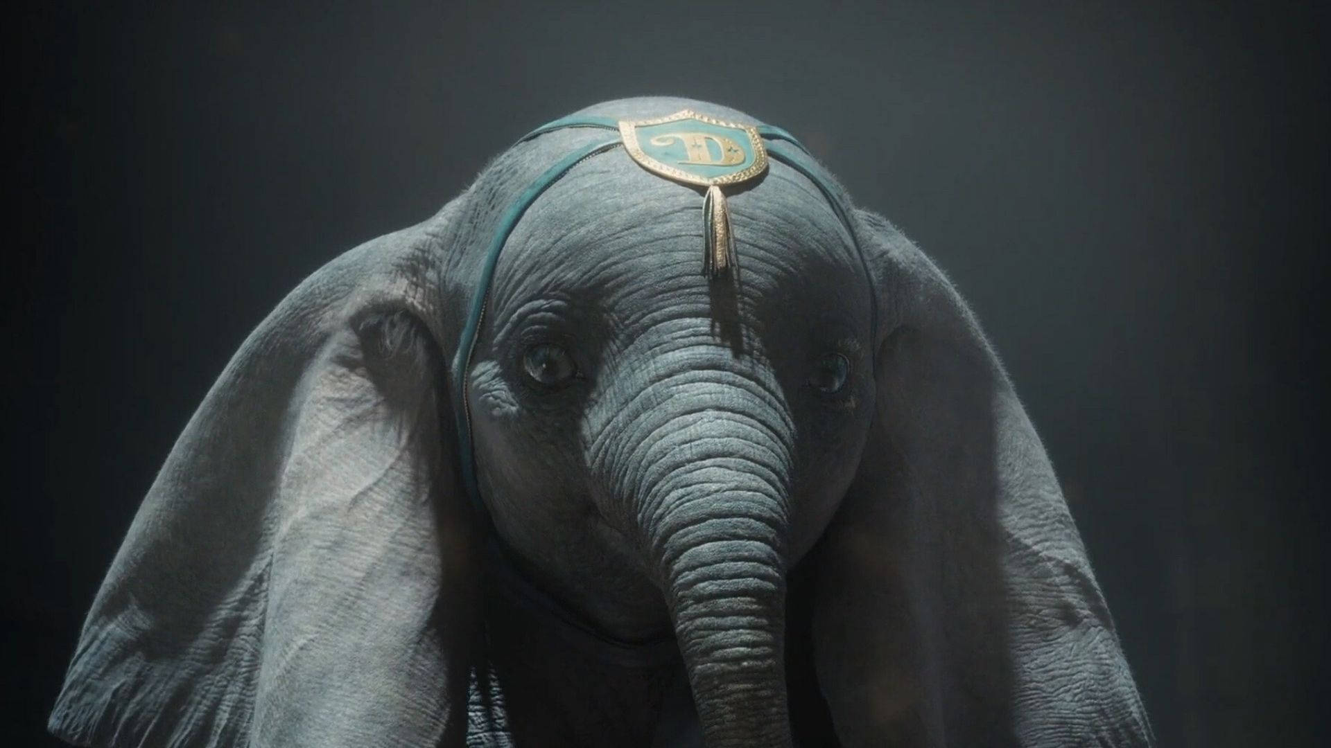 Dumbo, teal headband, gold emblem, Full HD Desktop Wallpaper