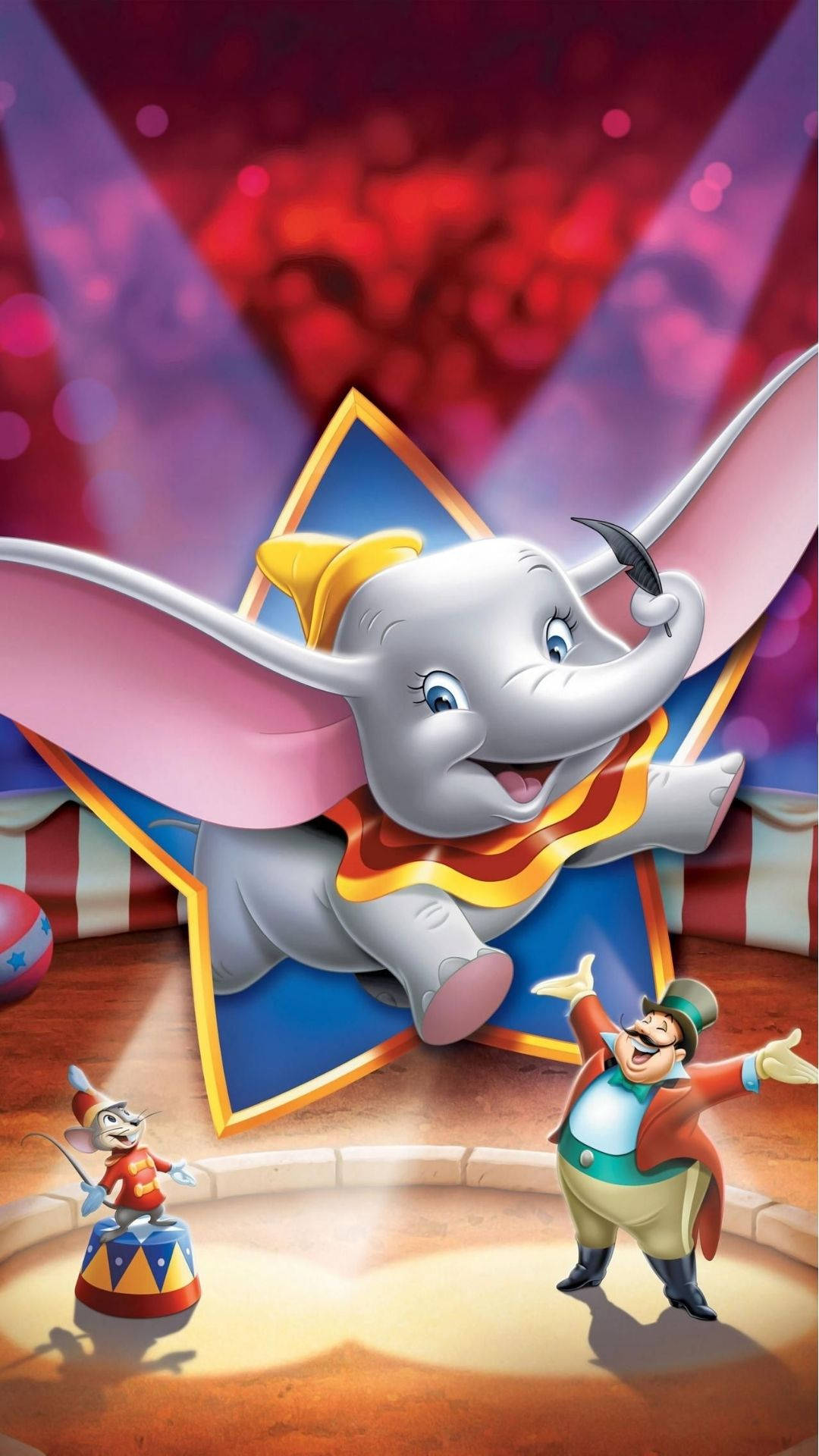 Dumbo, circus ring, colorful spotlights, Full HD Phone Wallpaper