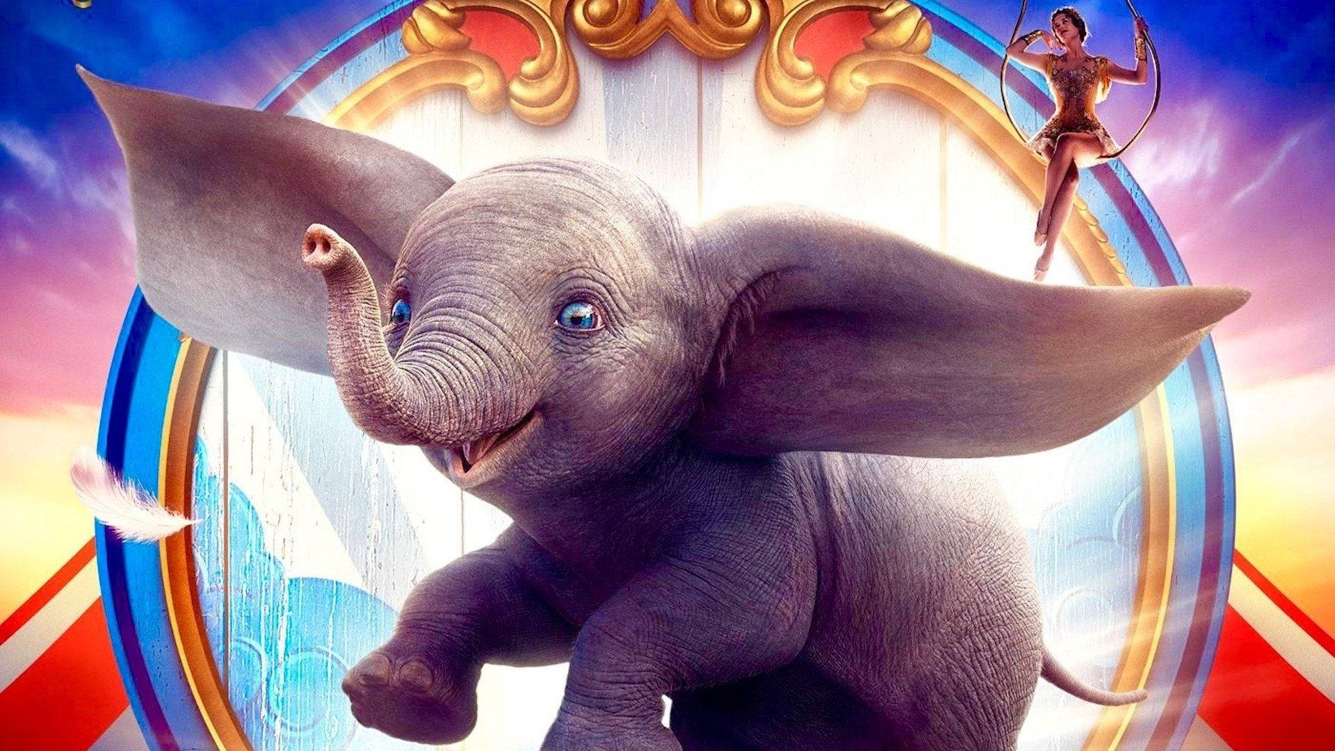 Dumbo, animated elephant, vibrant circus ring, Full HD Desktop Wallpaper