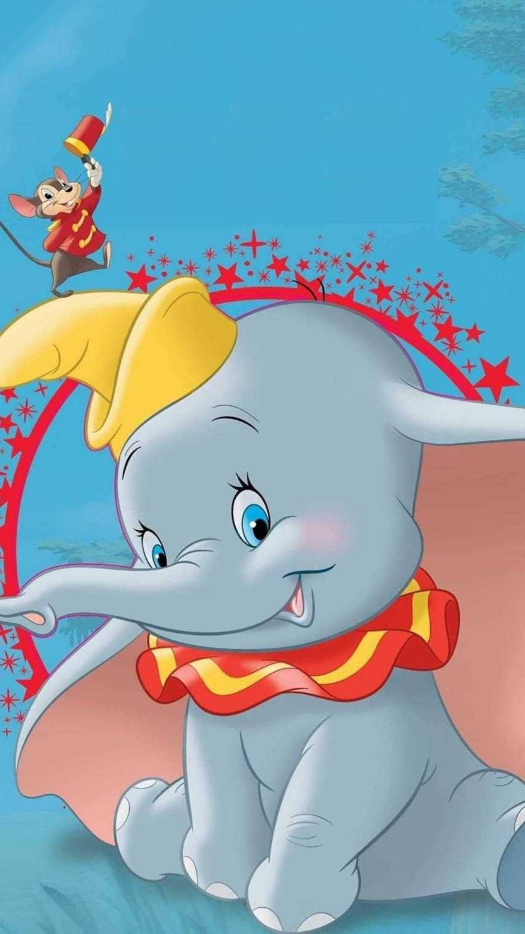 Dumbo, yellow hat, red scarf, Full HD Phone Wallpaper