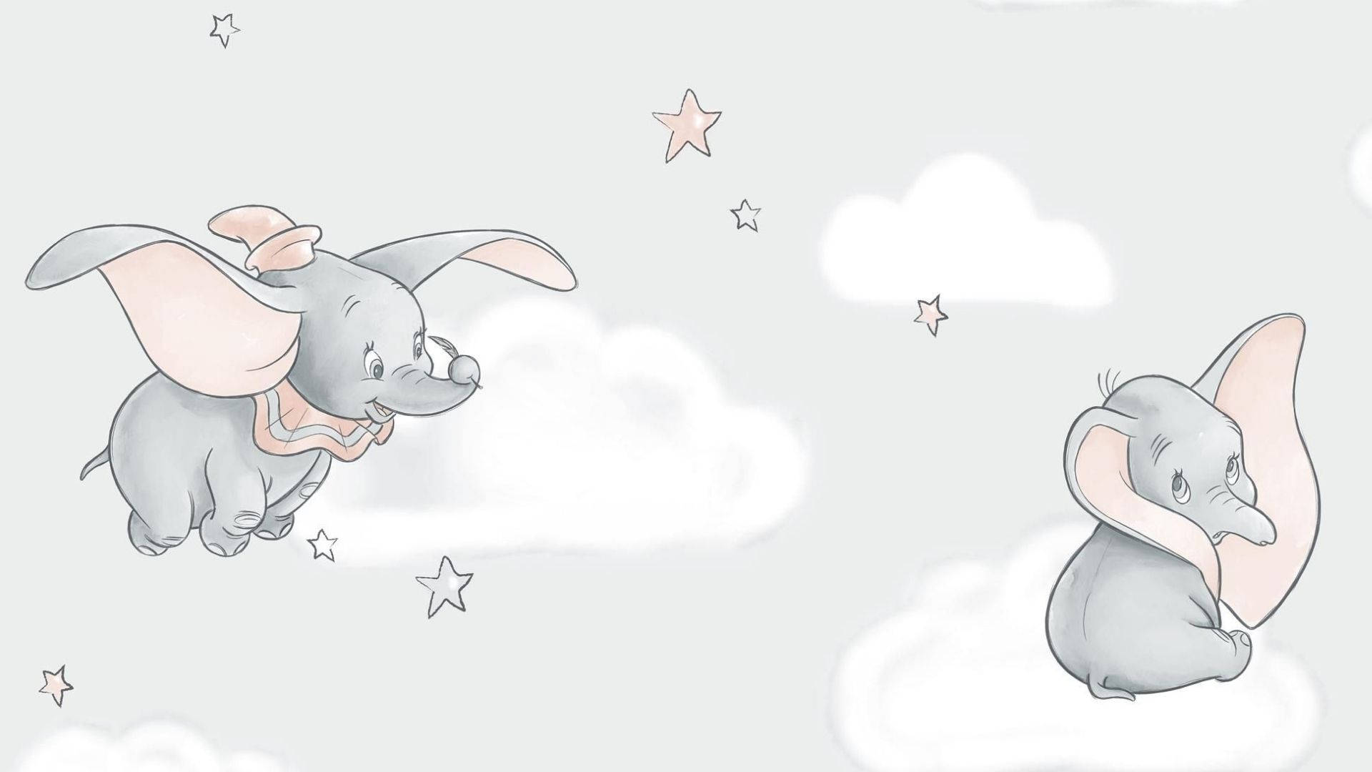 Dumbo, soft sky, fluffy clouds, Full HD Desktop Wallpaper