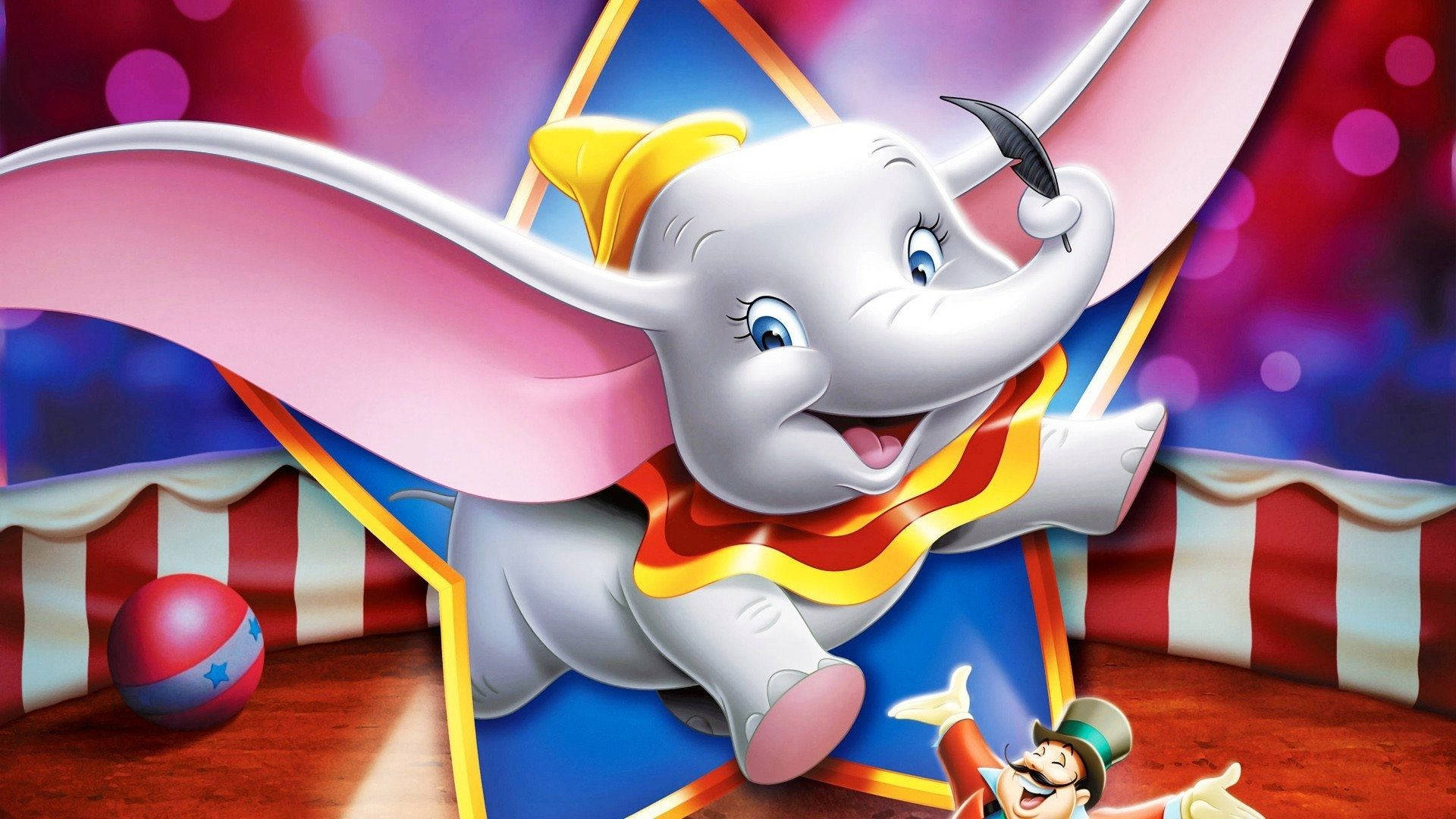 Dumbo, circus tent, clown, Full HD Desktop Wallpaper