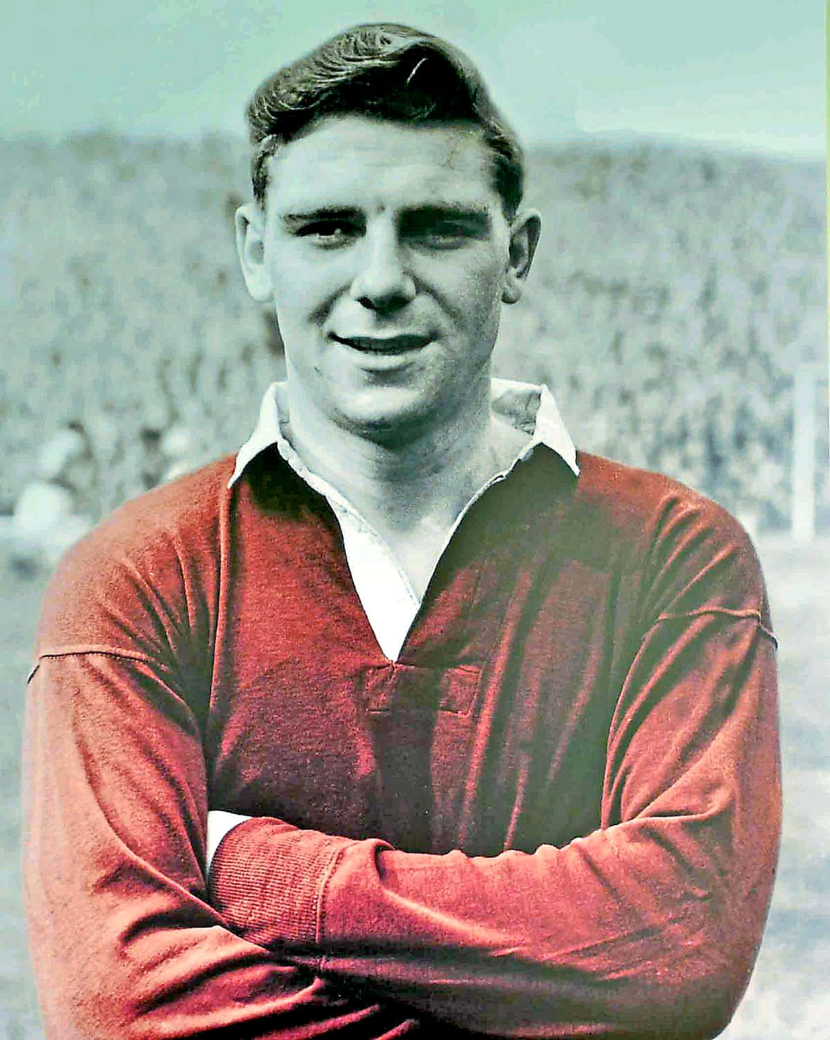 Duncan Edwards, red jersey, vintage portrait, HD Phone Wallpaper