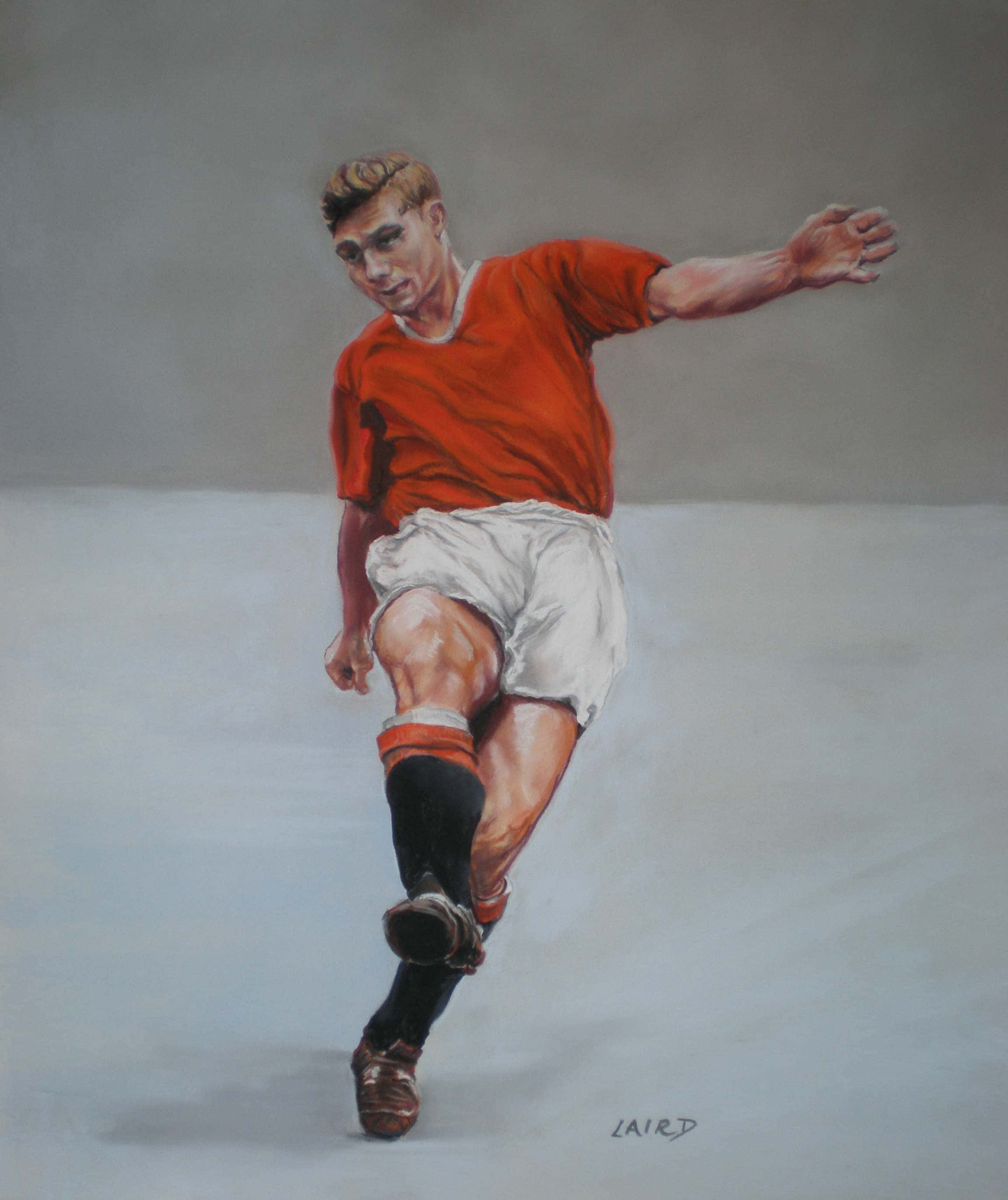 Duncan Edwards, red jersey, white shorts, 2K Phone Wallpaper