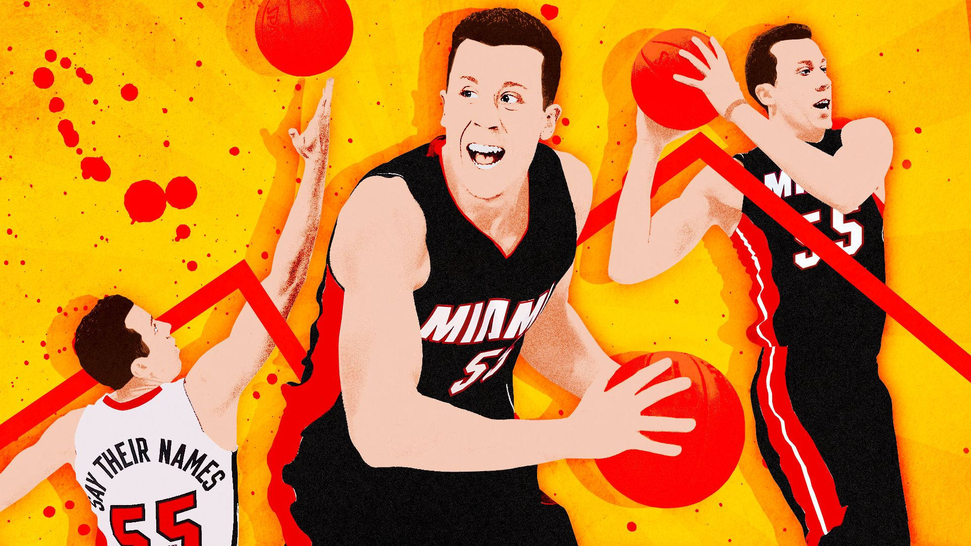 Duncan Robinson, black jersey, vibrant yellow background, Full HD Desktop Wallpaper