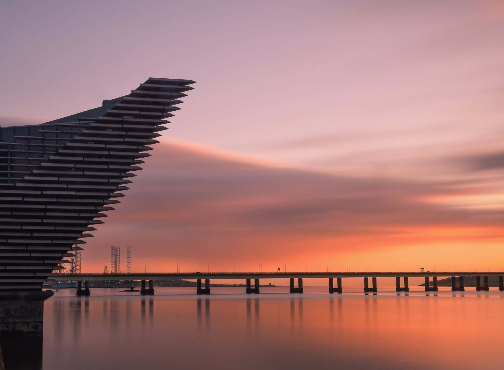 Dundee, United Kingdom, vibrant orange and purple sunset, Full HD Desktop Wallpaper
