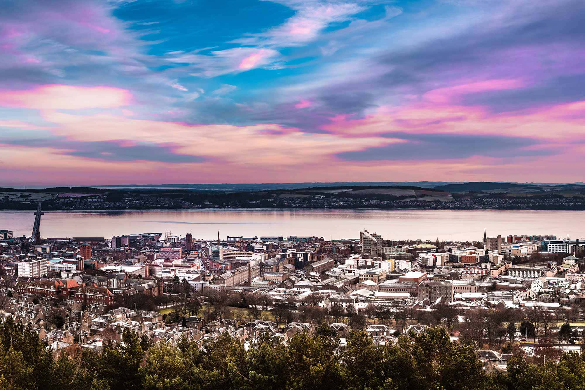 Dundee, cityscape, twilight, Full HD Desktop Wallpaper