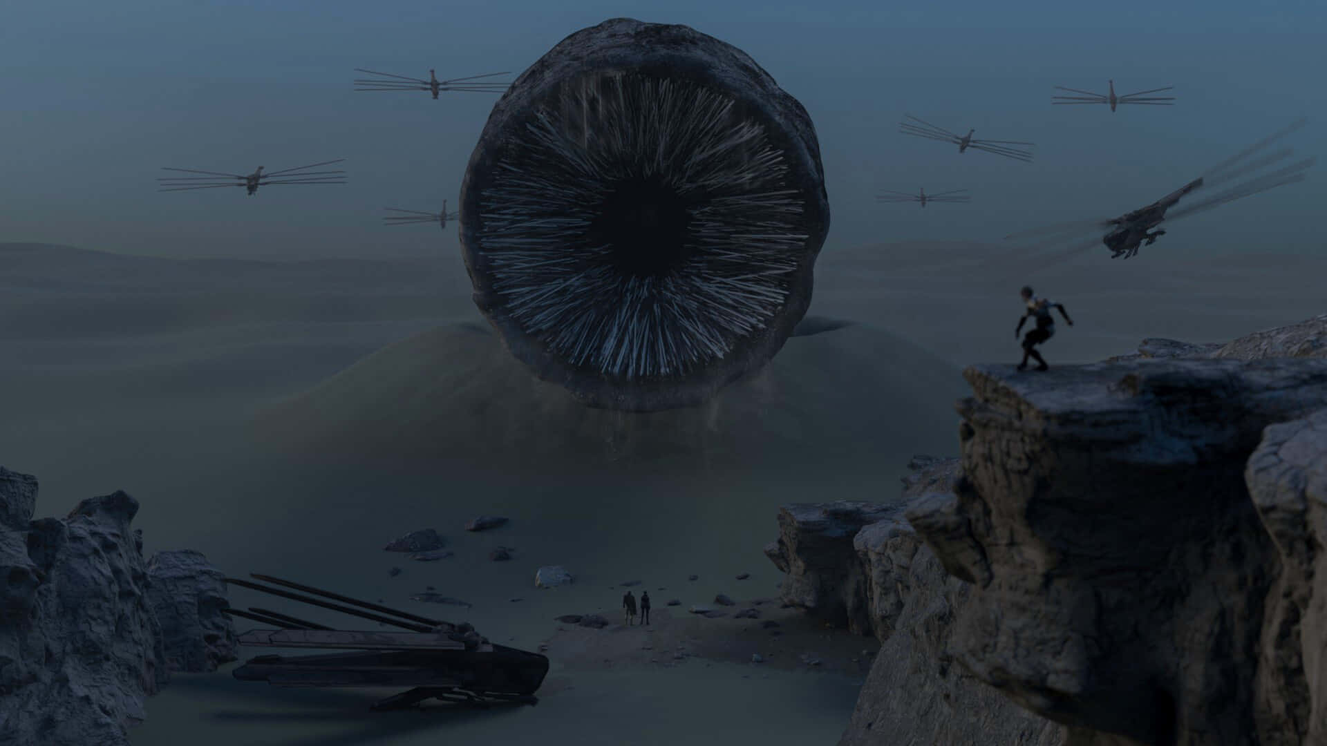 Dune, sandworm, ornithopters, Full HD Desktop Wallpaper
