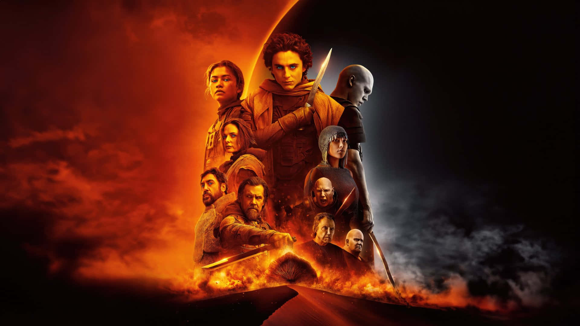 Dune, warriors, fiery red sky, Full HD Desktop Wallpaper
