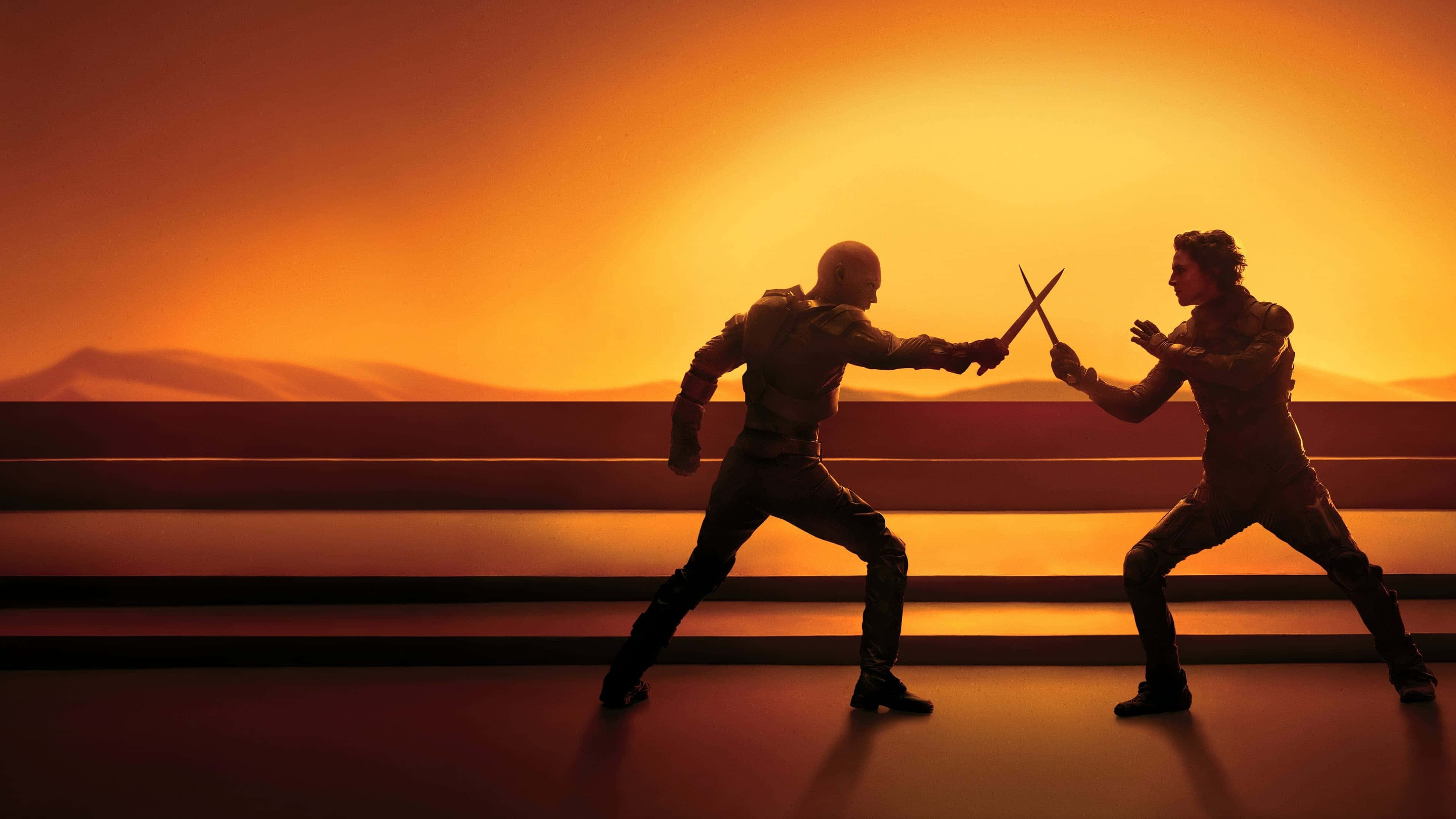 Dune, sunset, duel, 4K Desktop Wallpaper