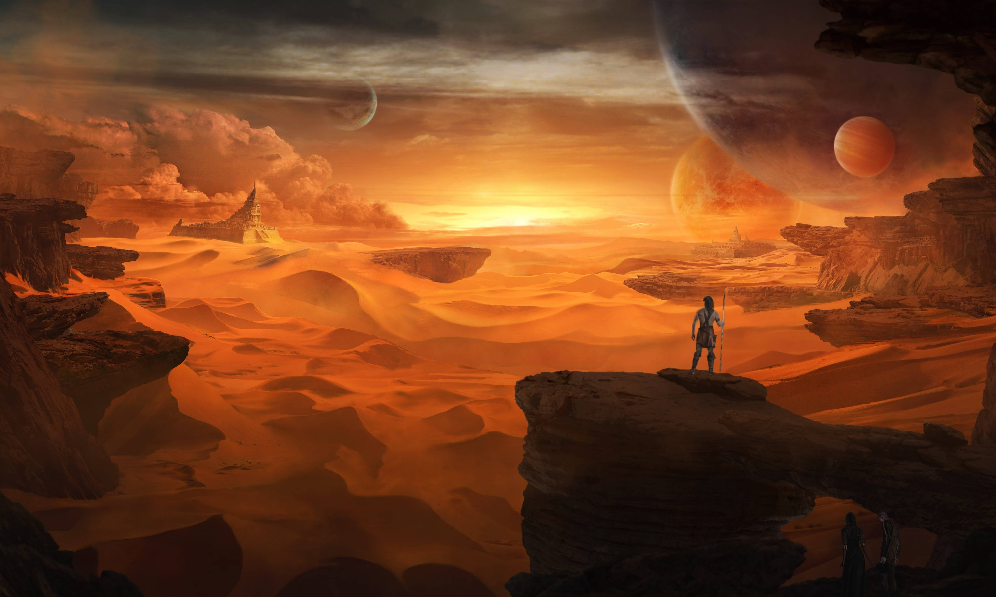 Dune, desert, sunset, 2K Desktop Wallpaper