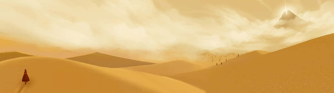 Dune, desert caravan, red-robed figure, SD Desktop Wallpaper