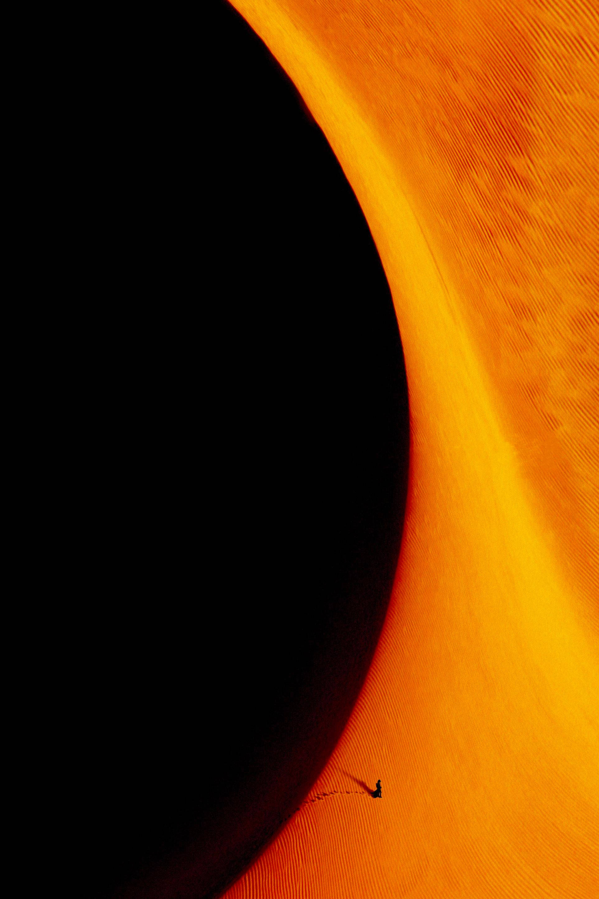 Dune 2021, orange sand dune, black sky, 2K Phone Wallpaper