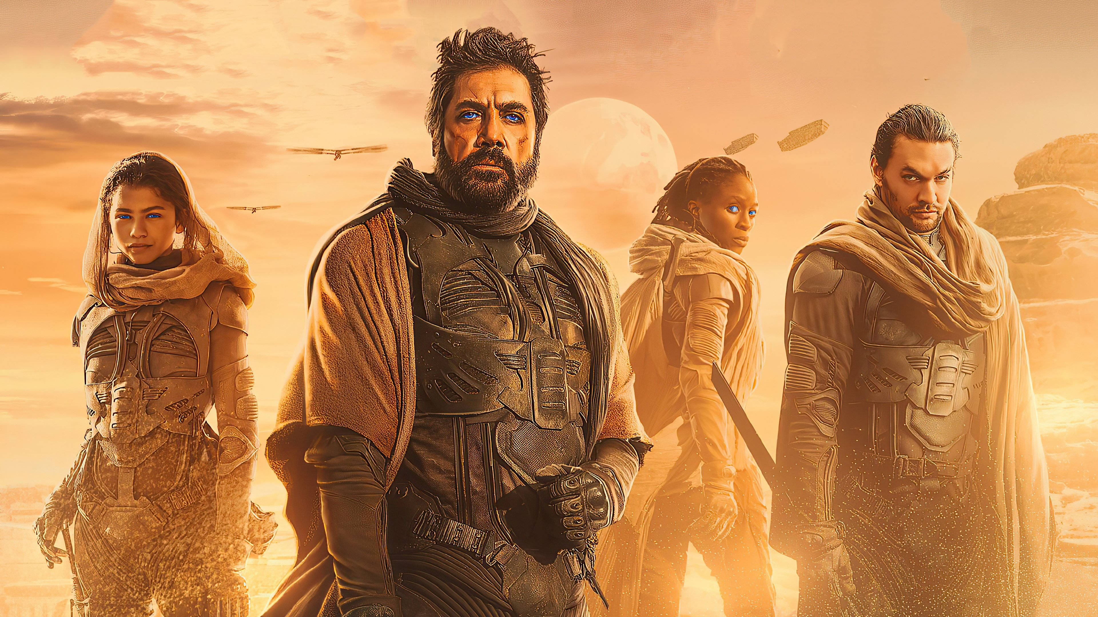 Dune Movie, space adventurers, dusty alien desert, 4K Desktop Wallpaper