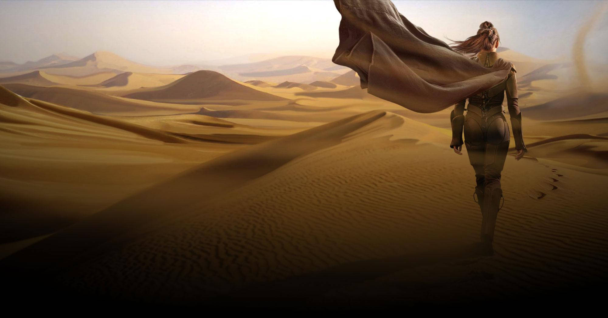 Dune Movie, desert, golden dunes, Full HD Desktop Wallpaper