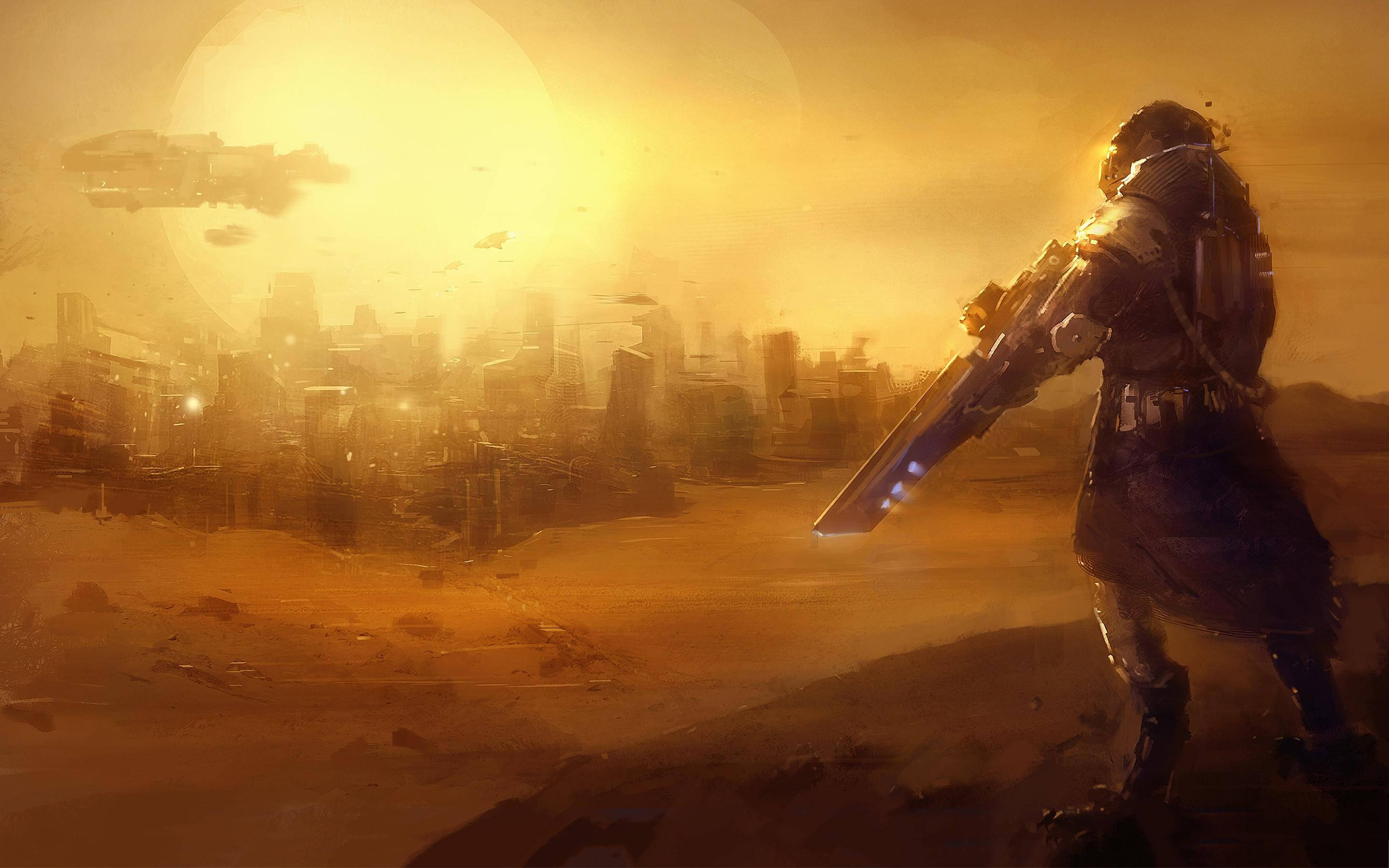 Dune Movie, futuristic suit, desert ridge, 2K Desktop Wallpaper